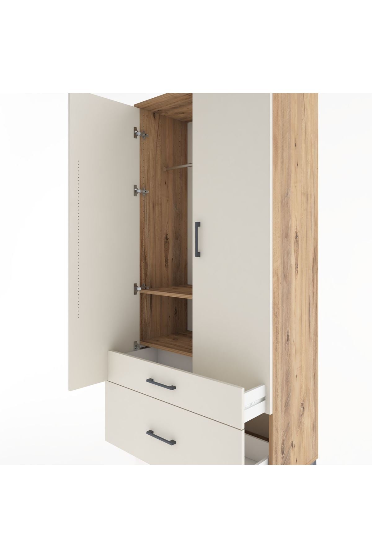 Hyperion Dolap 2 Raflı 2 Çekmeceli Tek Askılı 88x44x195 - S60M013V7B