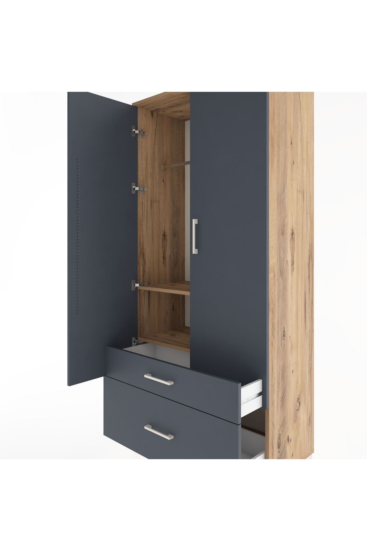 Hyperion Dolap 2 Raflı 2 Çekmeceli Tek Askılı 88x44x195 - S60M013V8B
