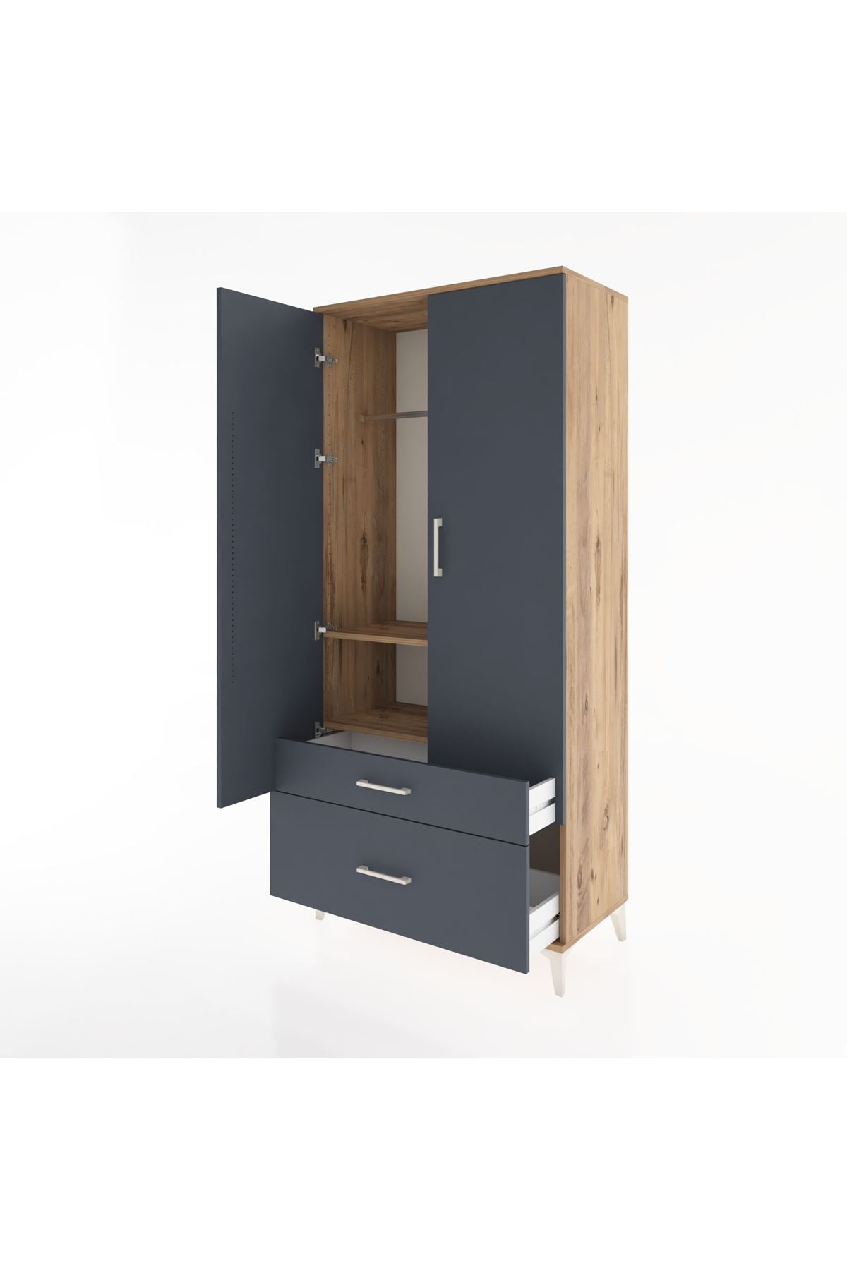 Hyperion Dolap 2 Raflı 2 Çekmeceli Tek Askılı 88x44x195 - S60M013V8B