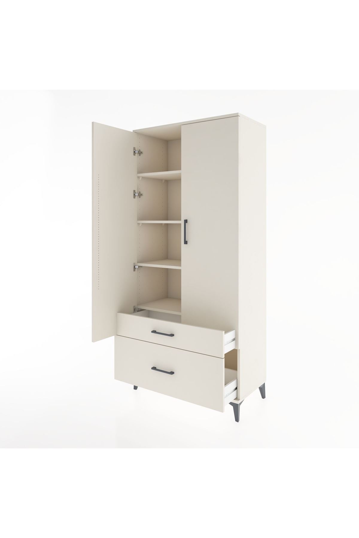 Hyperion Dolap 4 Raflı 2 Çekmeceli 2 Kapaklı 88x44x195 - S60M014V1B
