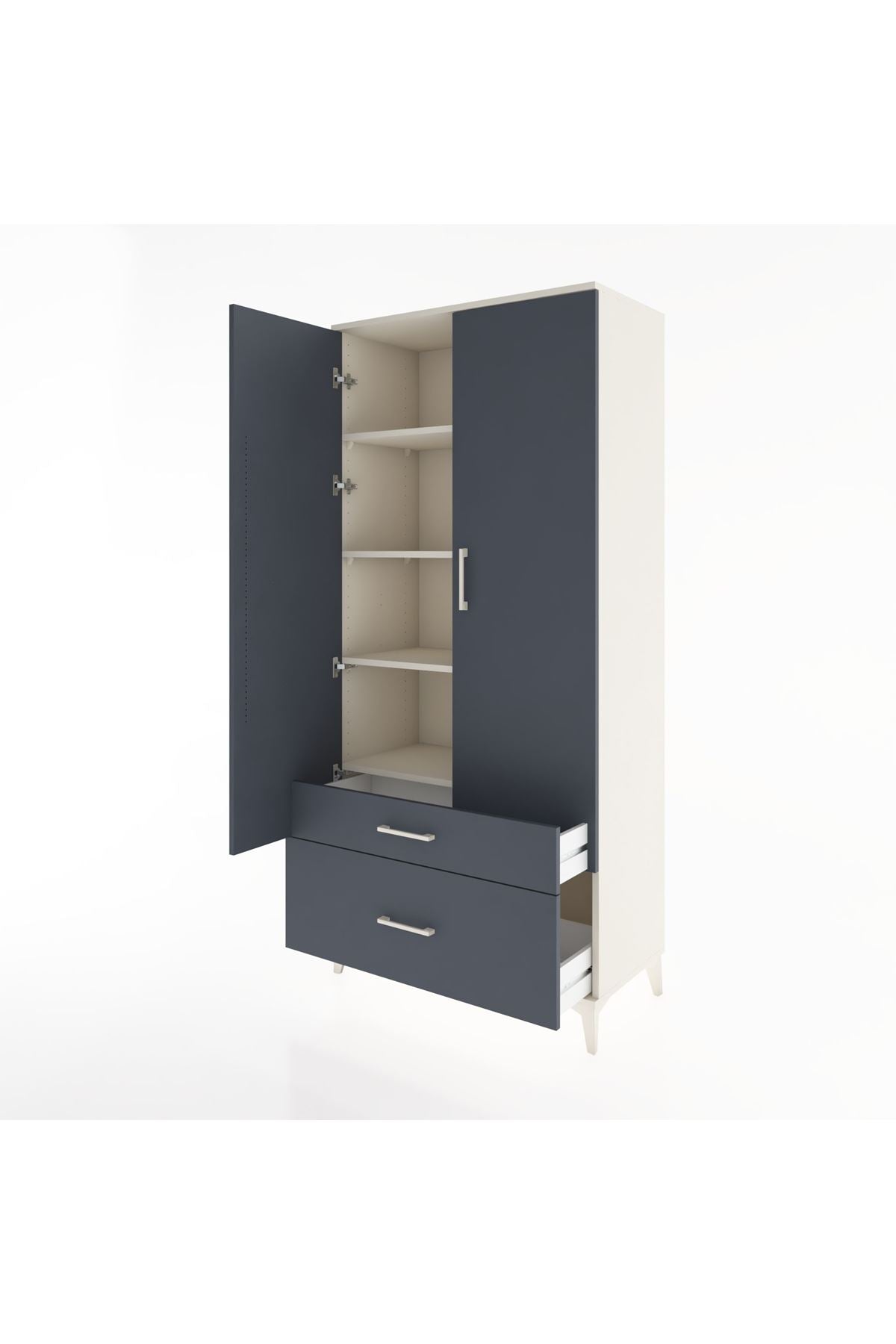Hyperion Dolap 4 Raflı 2 Çekmeceli 2 Kapaklı 88x44x195 - S60M014V2B