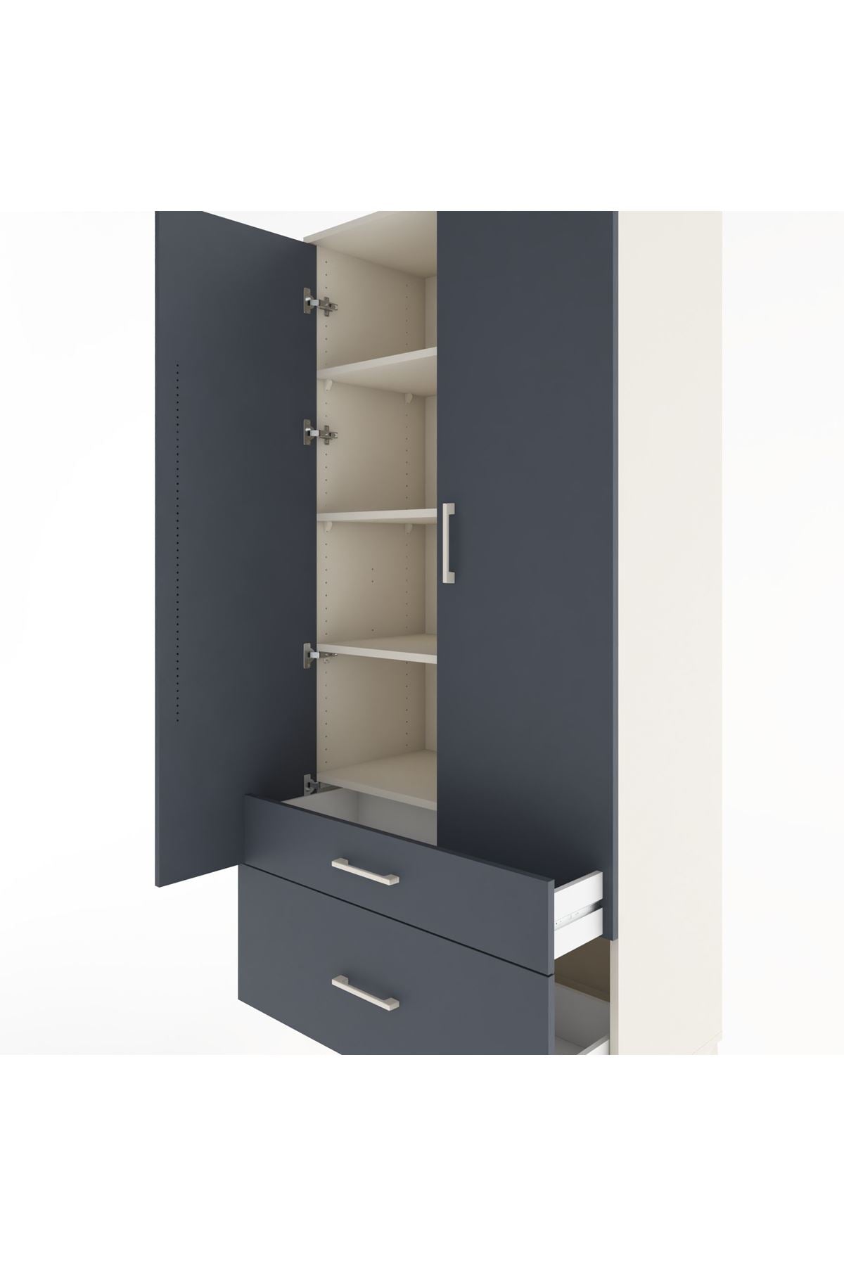 Hyperion Dolap 4 Raflı 2 Çekmeceli 2 Kapaklı 88x44x195 - S60M014V2B