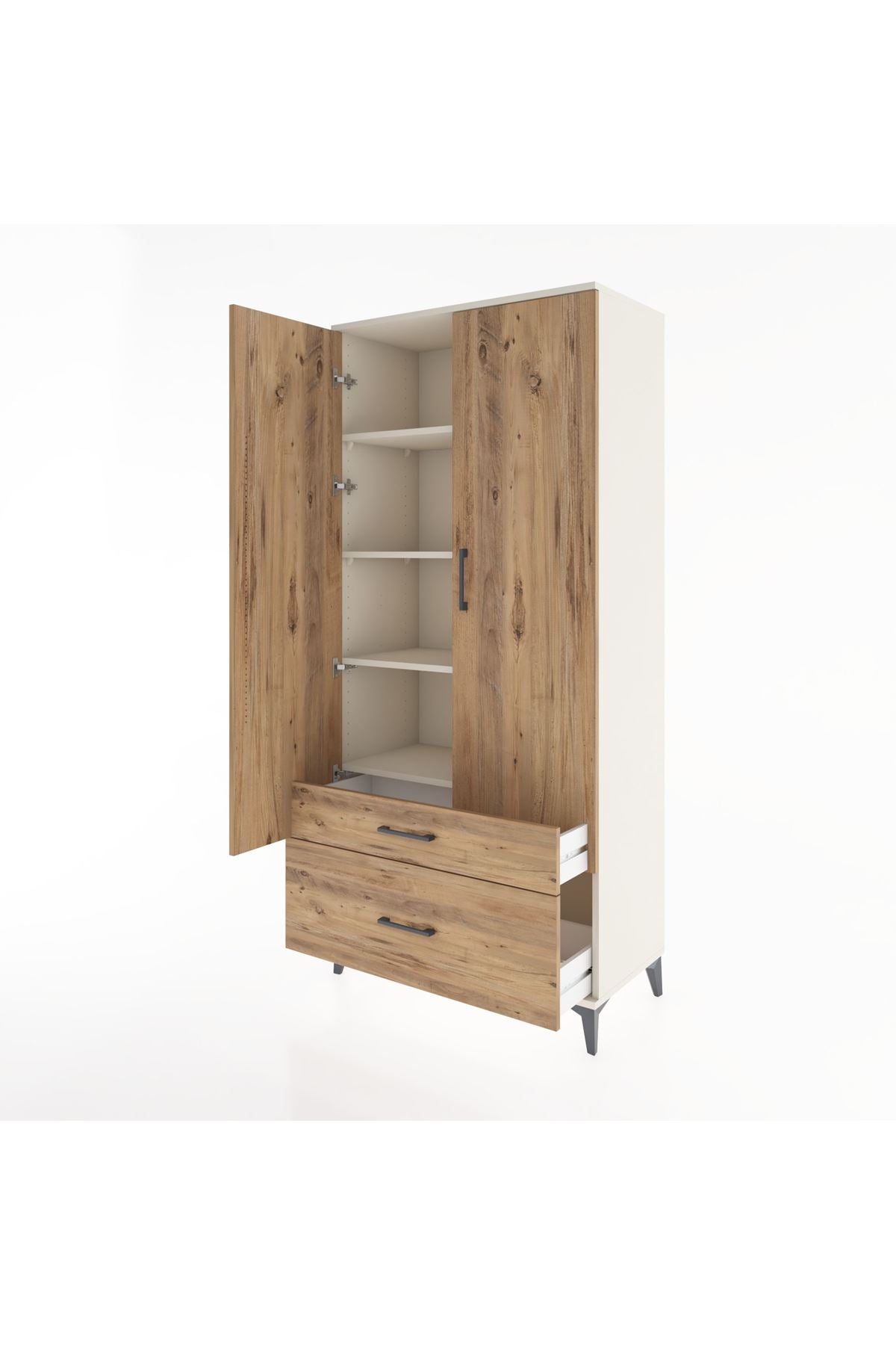 Hyperion Dolap 4 Raflı 2 Çekmeceli 2 Kapaklı 88x44x195 - S60M014V3B