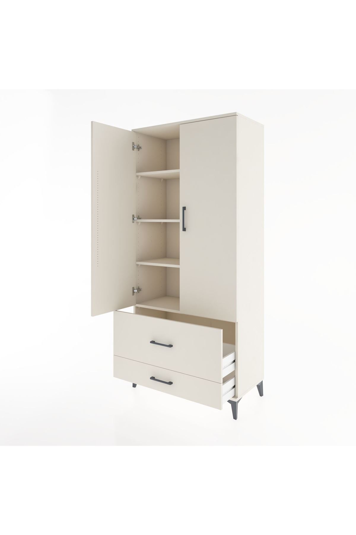 Hyperion Dolap 4 Raflı 2 Çekmeceli 2 Kapaklı 88x44x195 - S60M015V1B
