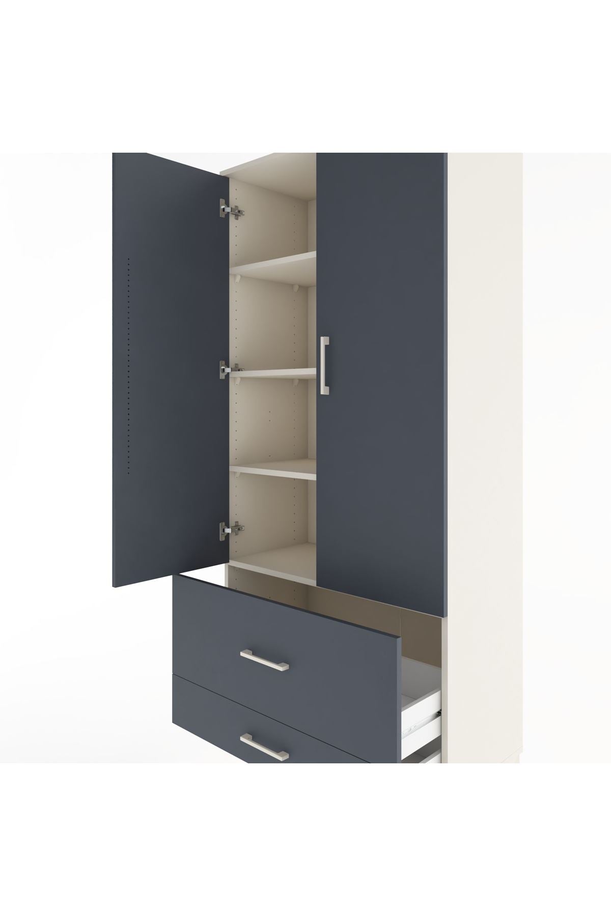 Hyperion Dolap 4 Raflı 2 Çekmeceli 2 Kapaklı 88x44x195 - S60M015V2B