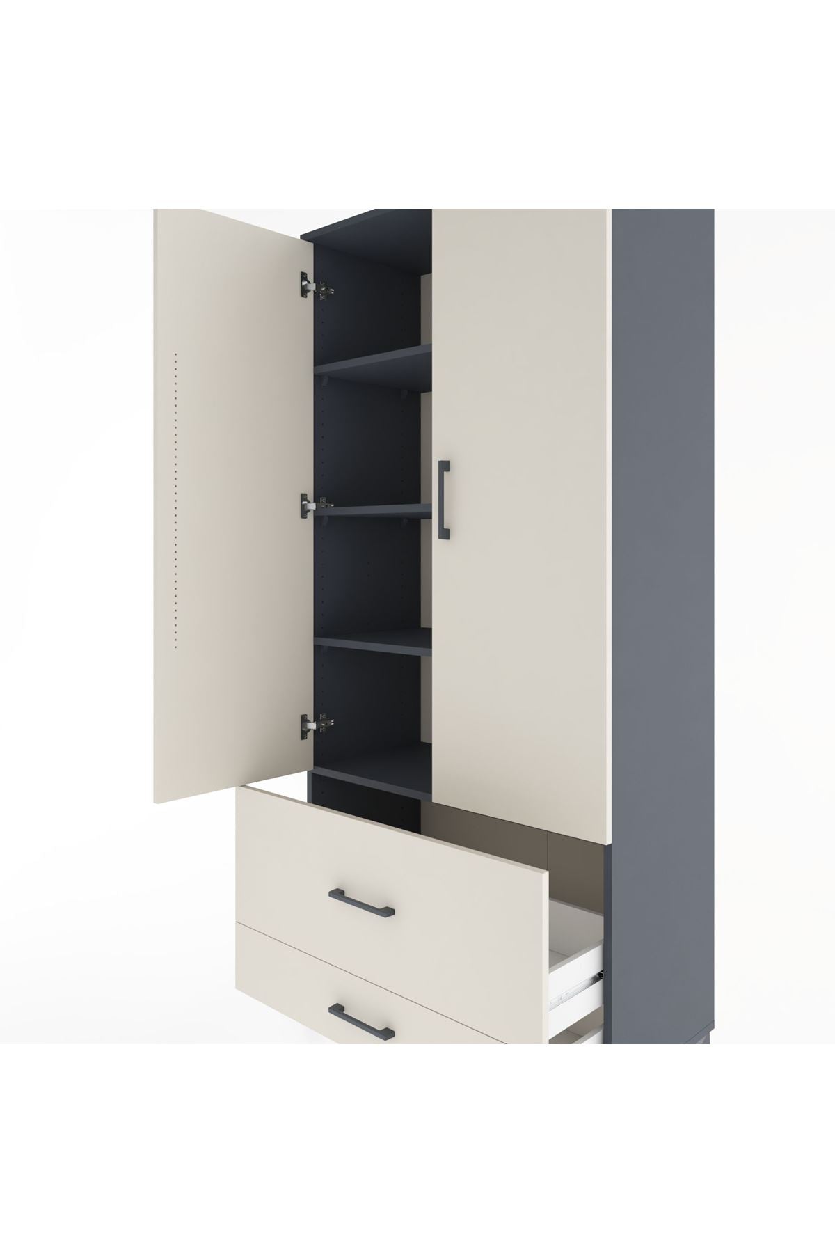 Hyperion Dolap 4 Raflı 2 Çekmeceli 2 Kapaklı 88x44x195 - S60M015V4B