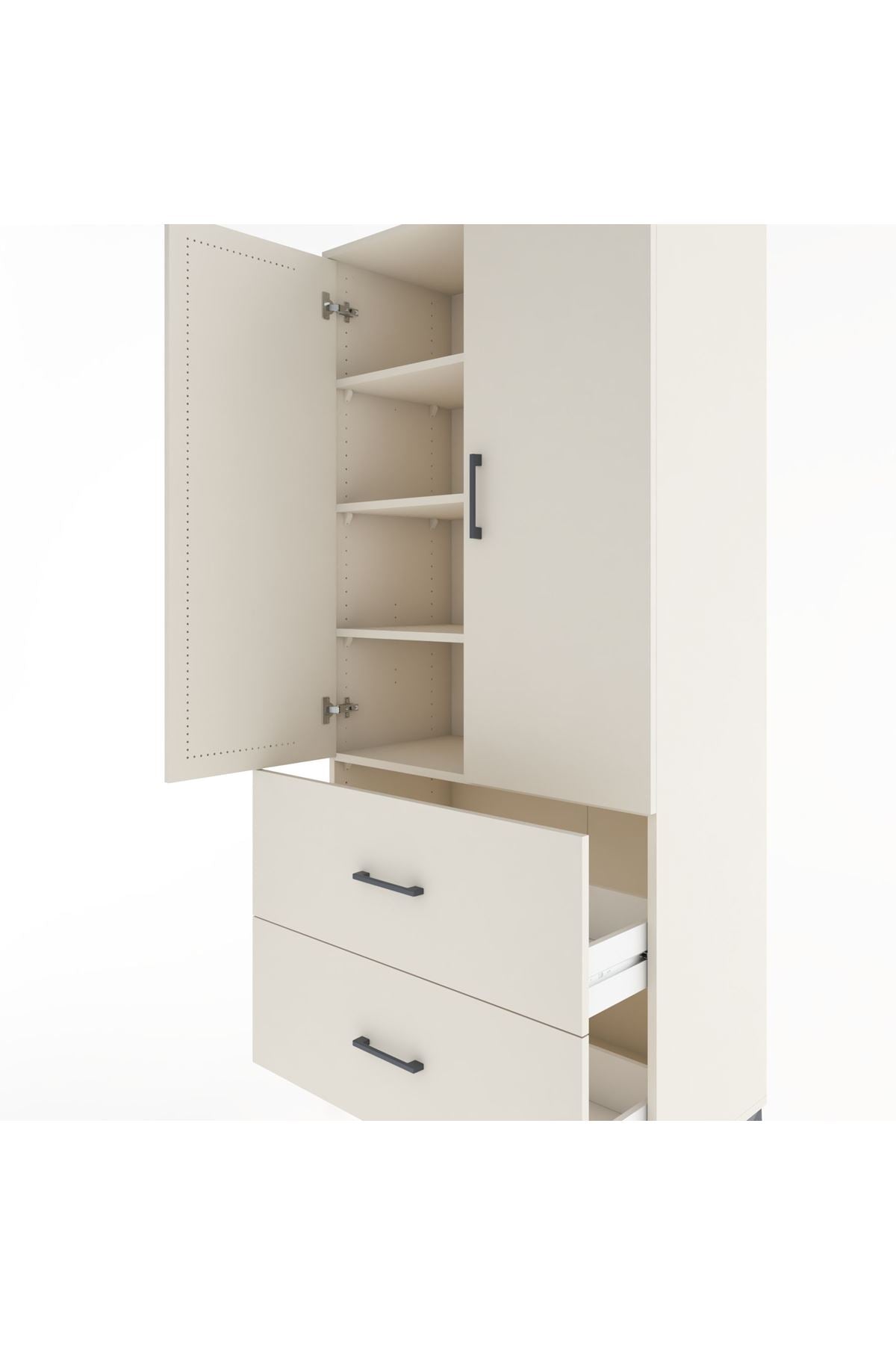 Hyperion Dolap 4 Raflı 2 Çekmeceli 2 Kapaklı 88x44x195 - S60M017V1B