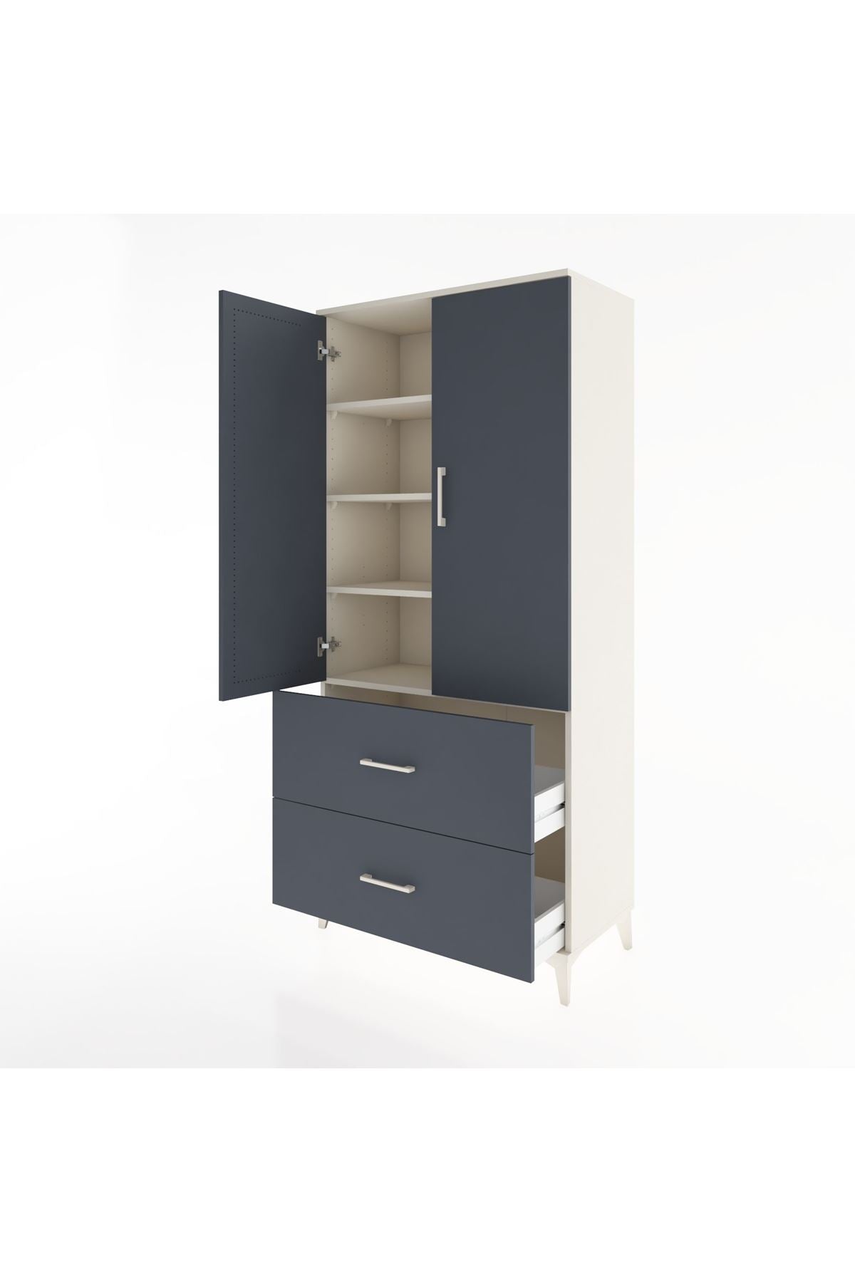 Hyperion Dolap 4 Raflı 2 Çekmeceli 2 Kapaklı 88x44x195 - S60M017V2B