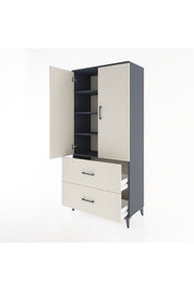 Hyperion Dolap 4 Raflı 2 Çekmeceli 2 Kapaklı 88x44x195 - S60M017V4B