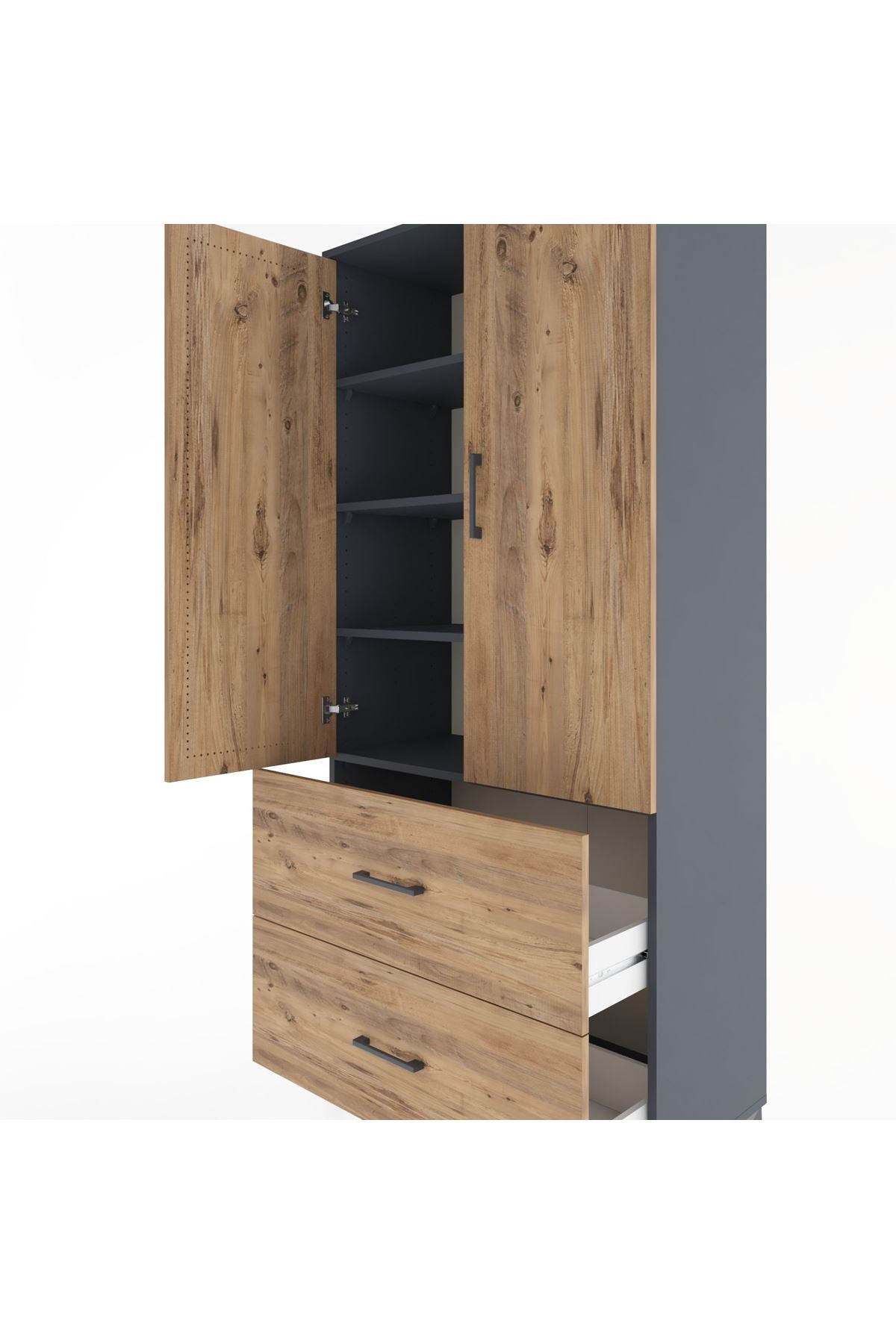 Hyperion Dolap 4 Raflı 2 Çekmeceli 2 Kapaklı 88x44x195 - S60M017V6B