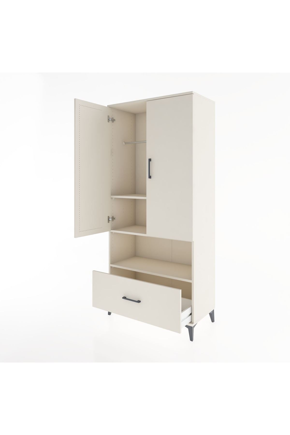 Hyperion Dolap 3 Raflı Tek Çekmeceli Tek Askılı 88x44x195 - S60M018V1B