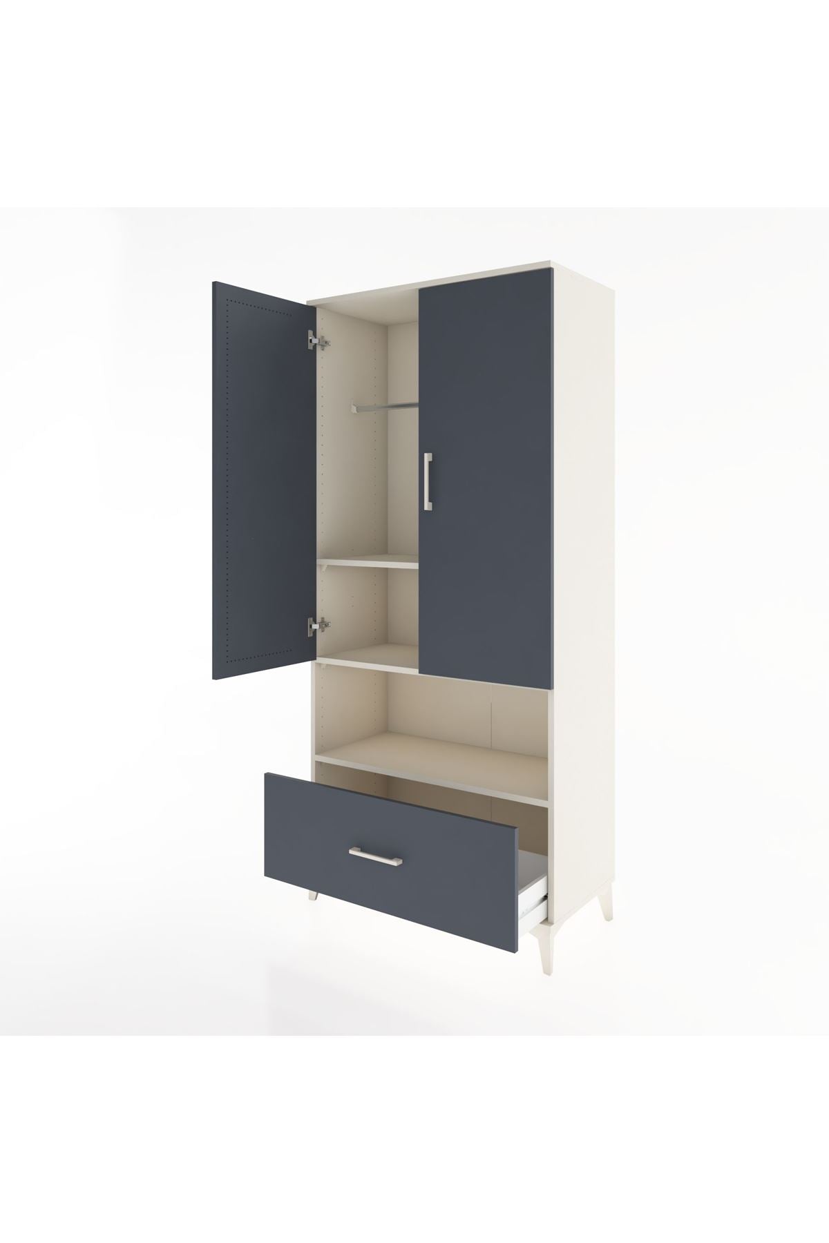 Hyperion Dolap 3 Raflı Tek Çekmeceli Tek Askılı 88x44x195 - S60M018V2B