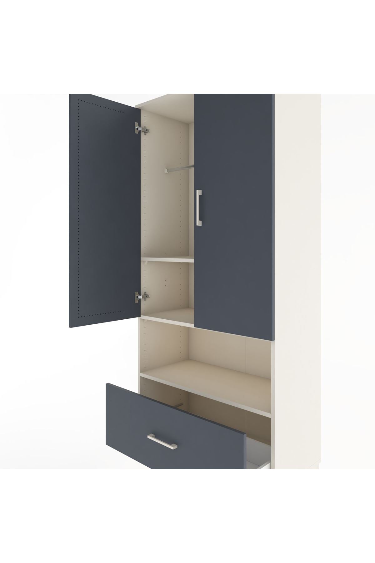 Hyperion Dolap 3 Raflı Tek Çekmeceli Tek Askılı 88x44x195 - S60M018V2B
