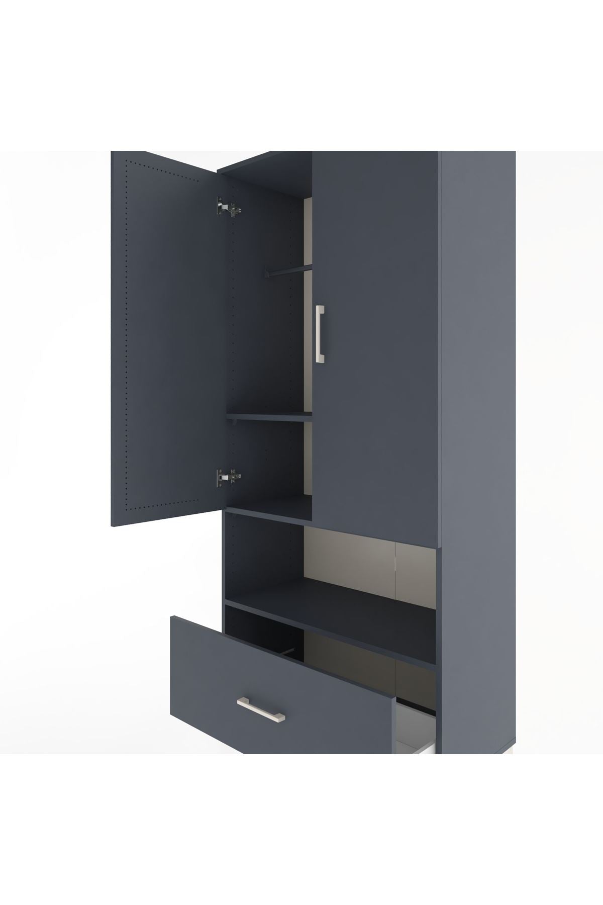 Hyperion Dolap 3 Raflı Tek Çekmeceli Tek Askılı 88x44x195 - S60M018V5B