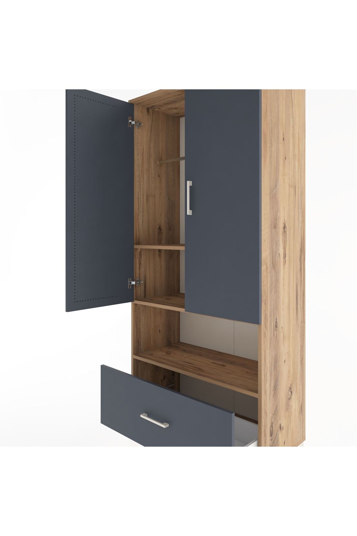 Hyperion Dolap 3 Raflı Tek Çekmeceli Tek Askılı 88x44x195 - S60M018V8B