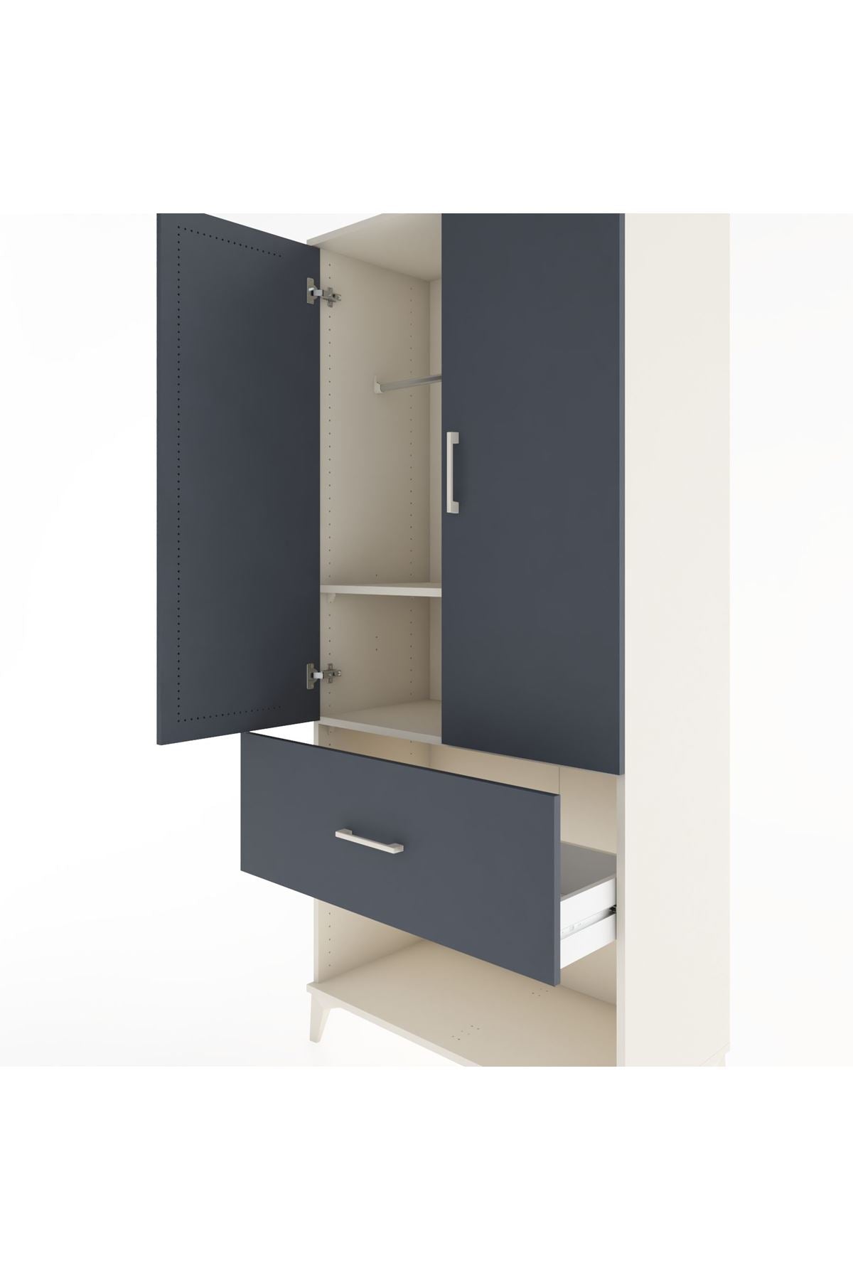 Hyperion Dolap 2 Raflı Tek Çekmeceli Tek Askılı 88x44x195 - S60M019V2B