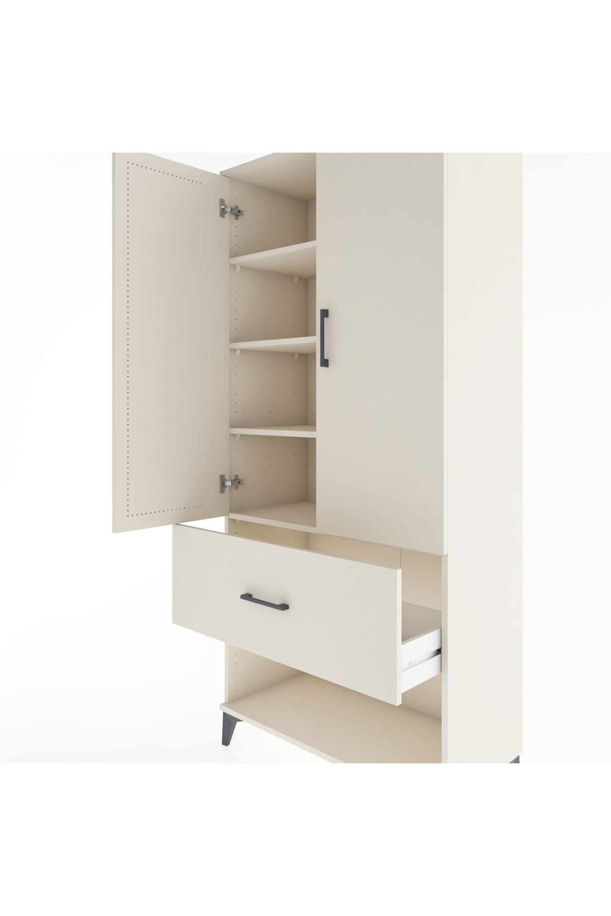 Hyperion Dolap 4 Raflı Tek Çekmeceli 2 Kapaklı 88x44x195 - S60M020V1B
