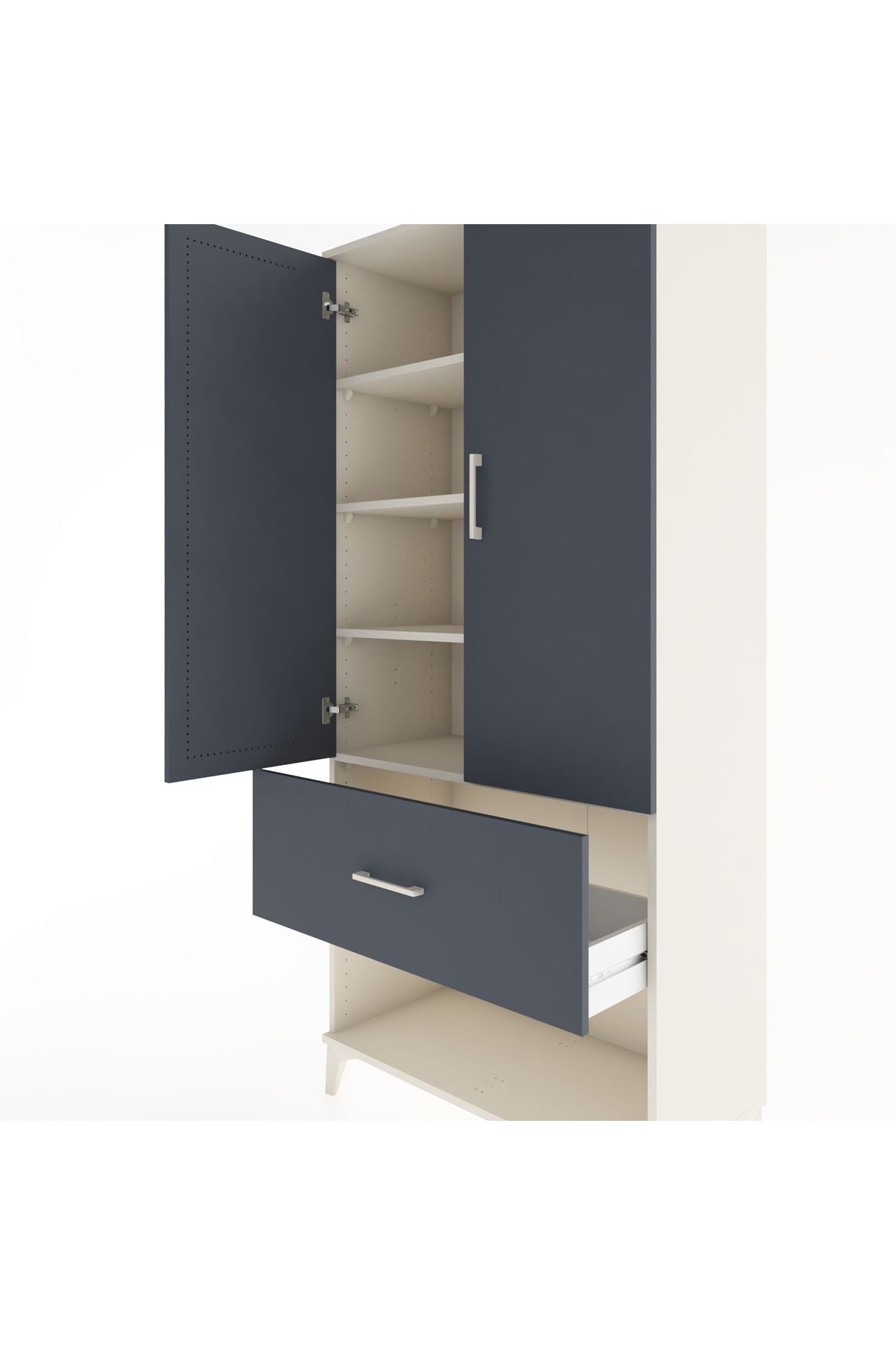 Hyperion Dolap 4 Raflı Tek Çekmeceli 2 Kapaklı 88x44x195 - S60M020V2B
