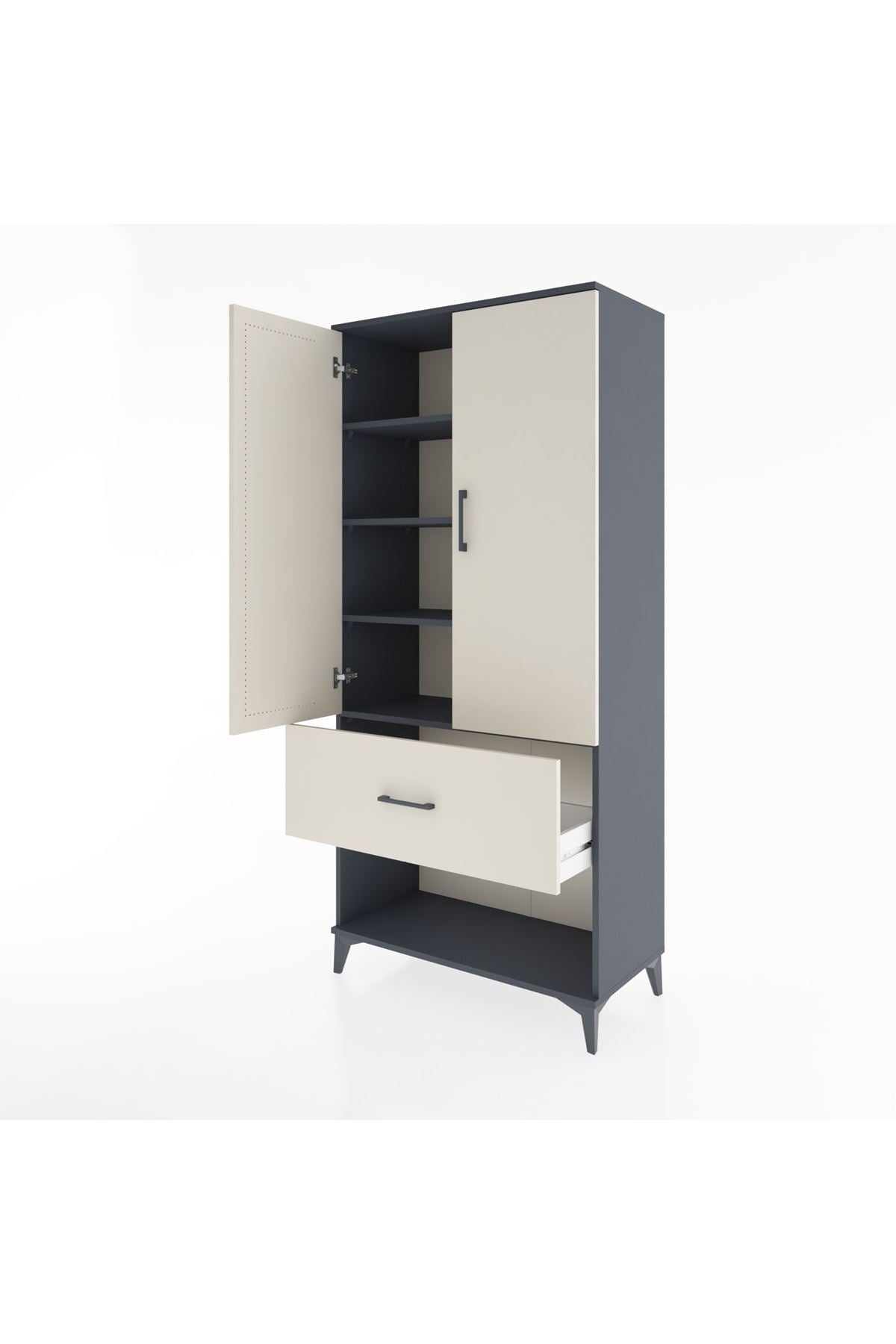 Hyperion Dolap 4 Raflı Tek Çekmeceli 2 Kapaklı 88x44x195 - S60M020V4B