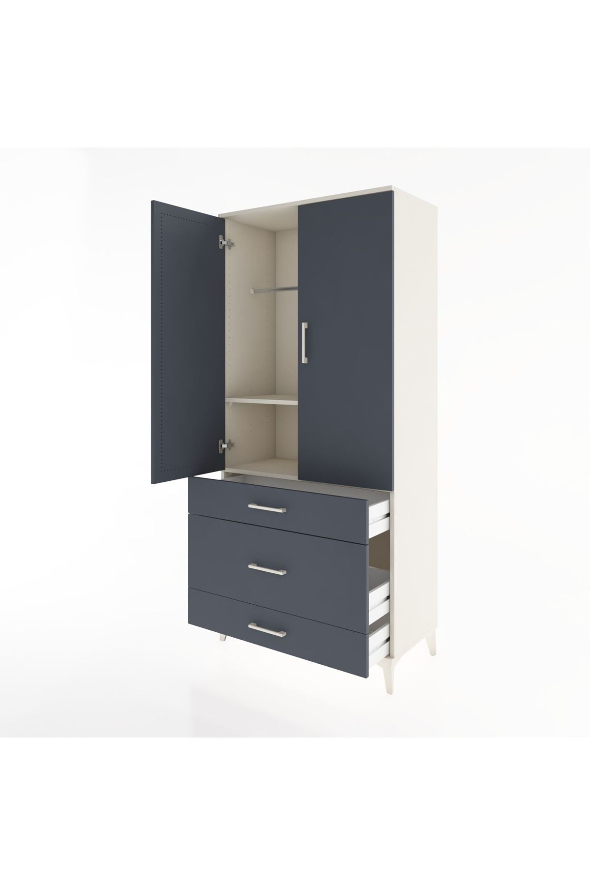 Hyperion Dolap 2 Raflı 3 Çekmeceli Tek Askılı 88x44x195 - S60M021V2B