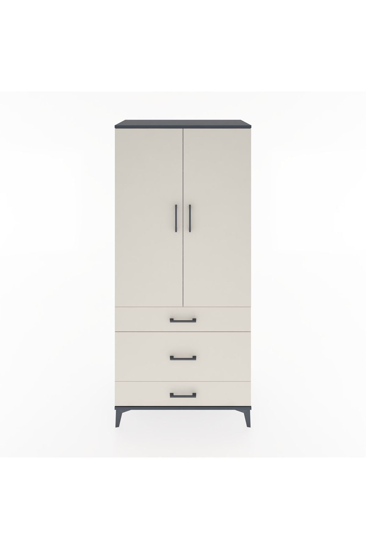 Hyperion Dolap 2 Raflı 3 Çekmeceli Tek Askılı 88x44x195 - S60M021V4B