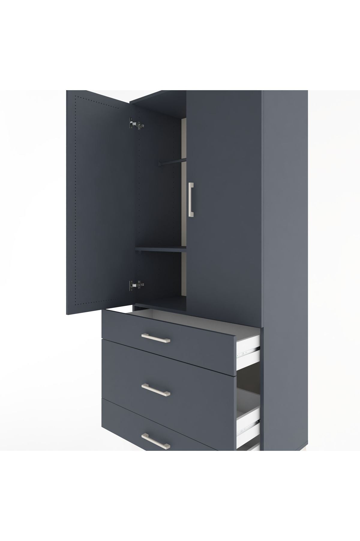 Hyperion Dolap 2 Raflı 3 Çekmeceli Tek Askılı 88x44x195 - S60M021V5B
