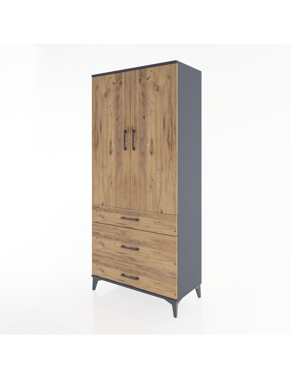Hyperion Dolap 2 Raflı 3 Çekmeceli Tek Askılı 88x44x195 - S60M021V6B