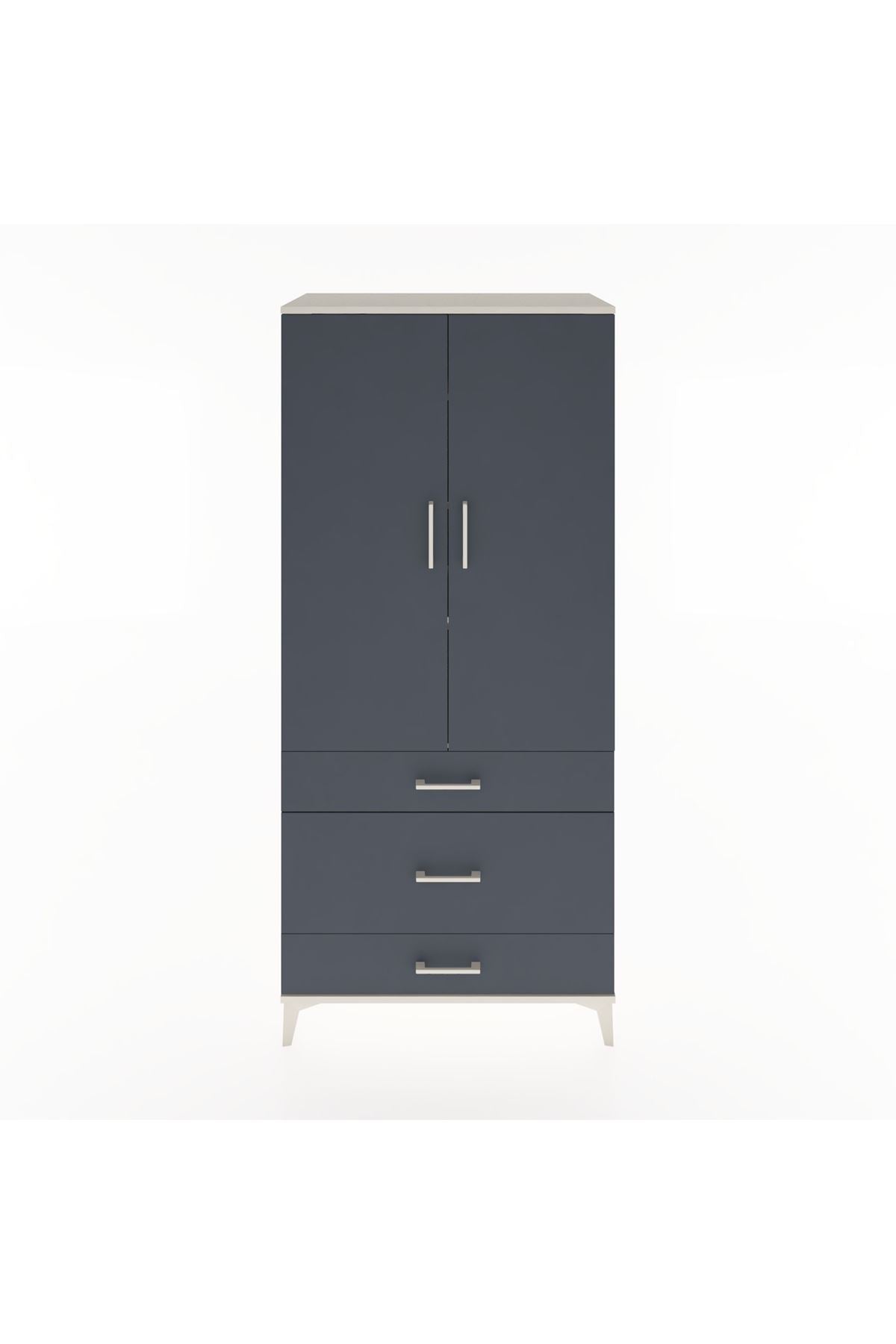 Hyperion Dolap 4 Raflı 3 Çekmeceli 2 Kapaklı 88x44x195 - S60M022V2B
