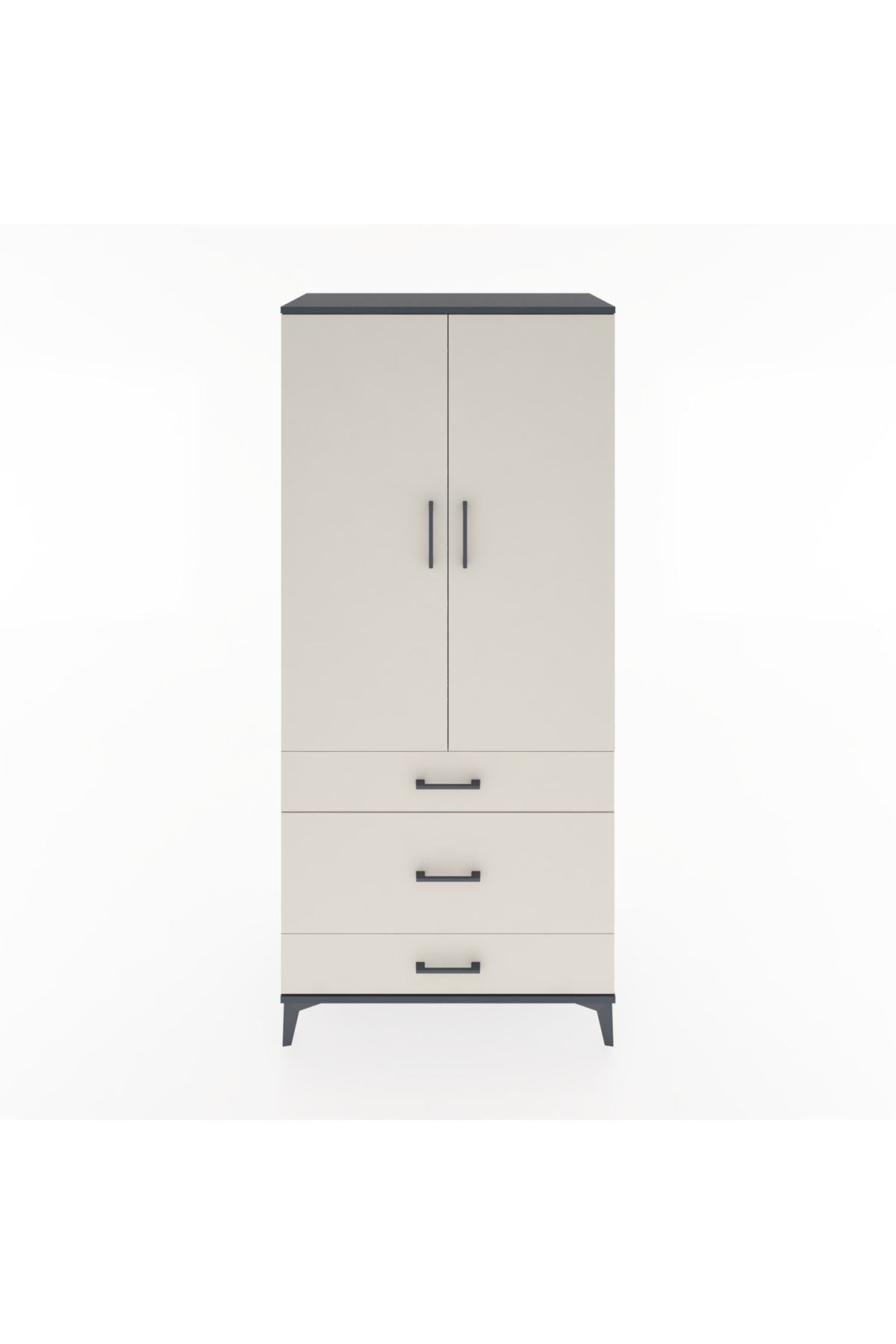 Hyperion Dolap 4 Raflı 3 Çekmeceli 2 Kapaklı 88x44x195 - S60M022V4B