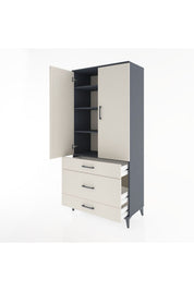 Hyperion Dolap 4 Raflı 3 Çekmeceli 2 Kapaklı 88x44x195 - S60M022V4B