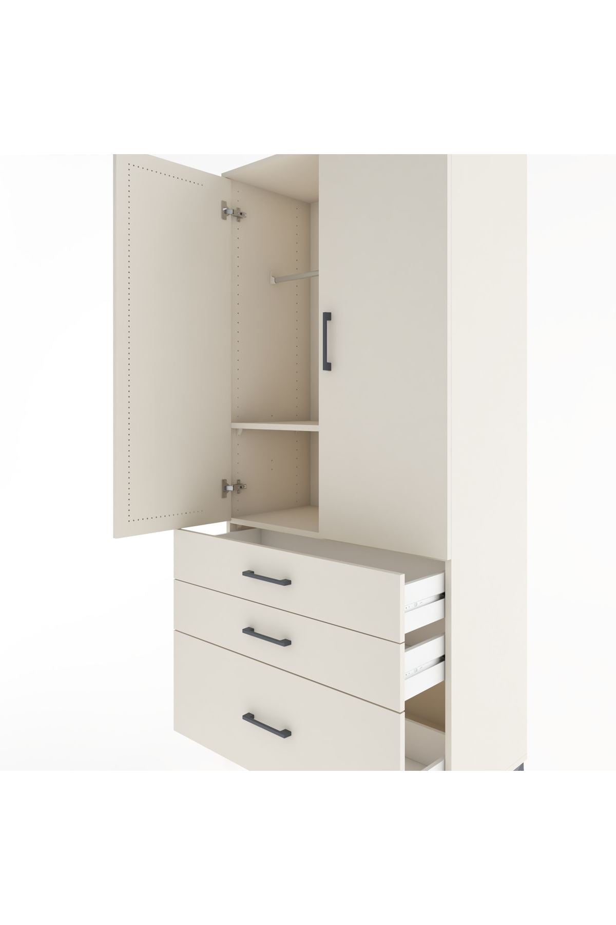 Hyperion Dolap 2 Raflı 3 Çekmeceli Tek Askılı 88x44x195 - S60M023V1B