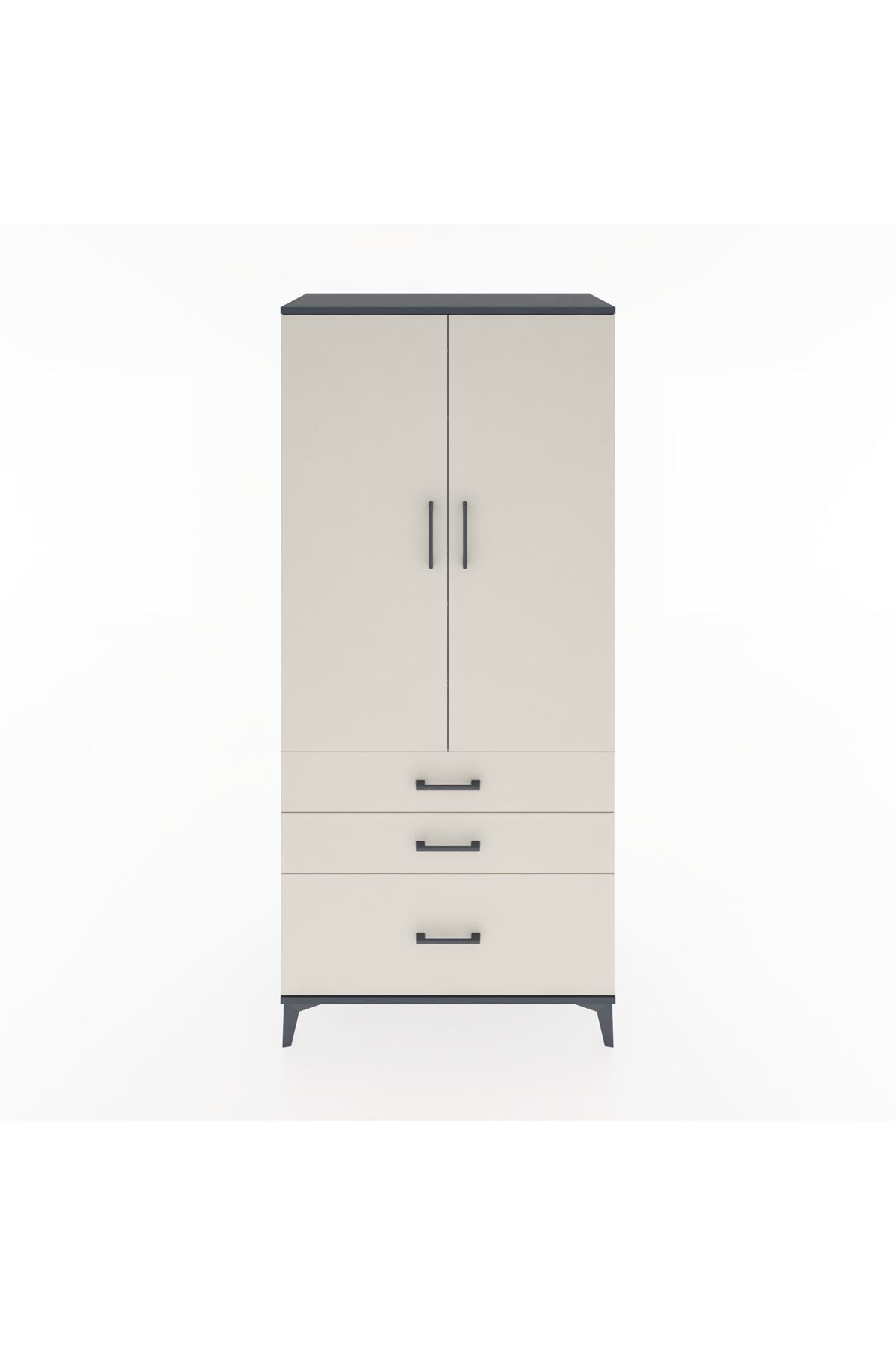 Hyperion Dolap 2 Raflı 3 Çekmeceli Tek Askılı 88x44x195 - S60M023V4B