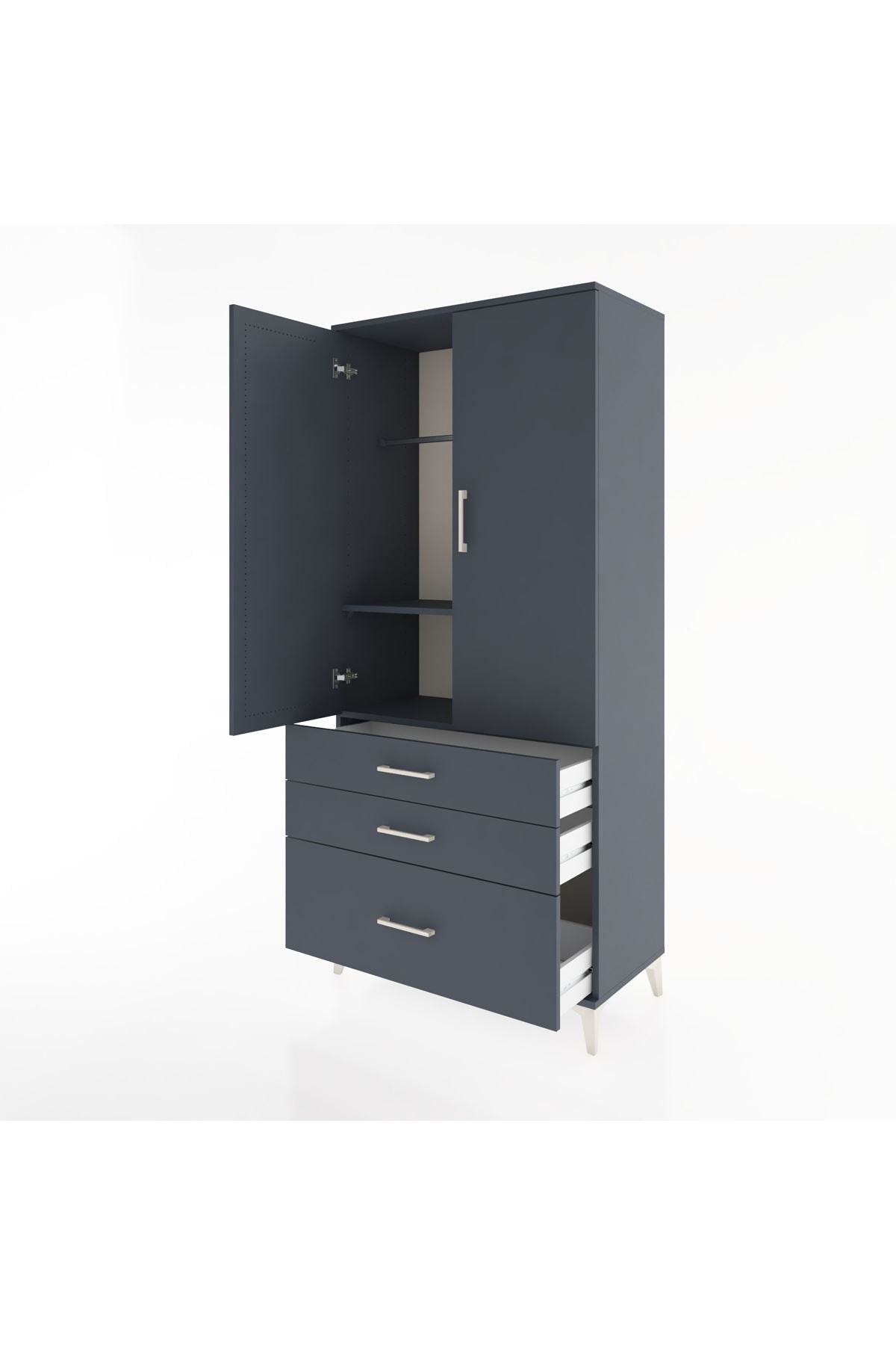 Hyperion Dolap 2 Raflı 3 Çekmeceli Tek Askılı 88x44x195 - S60M023V5B