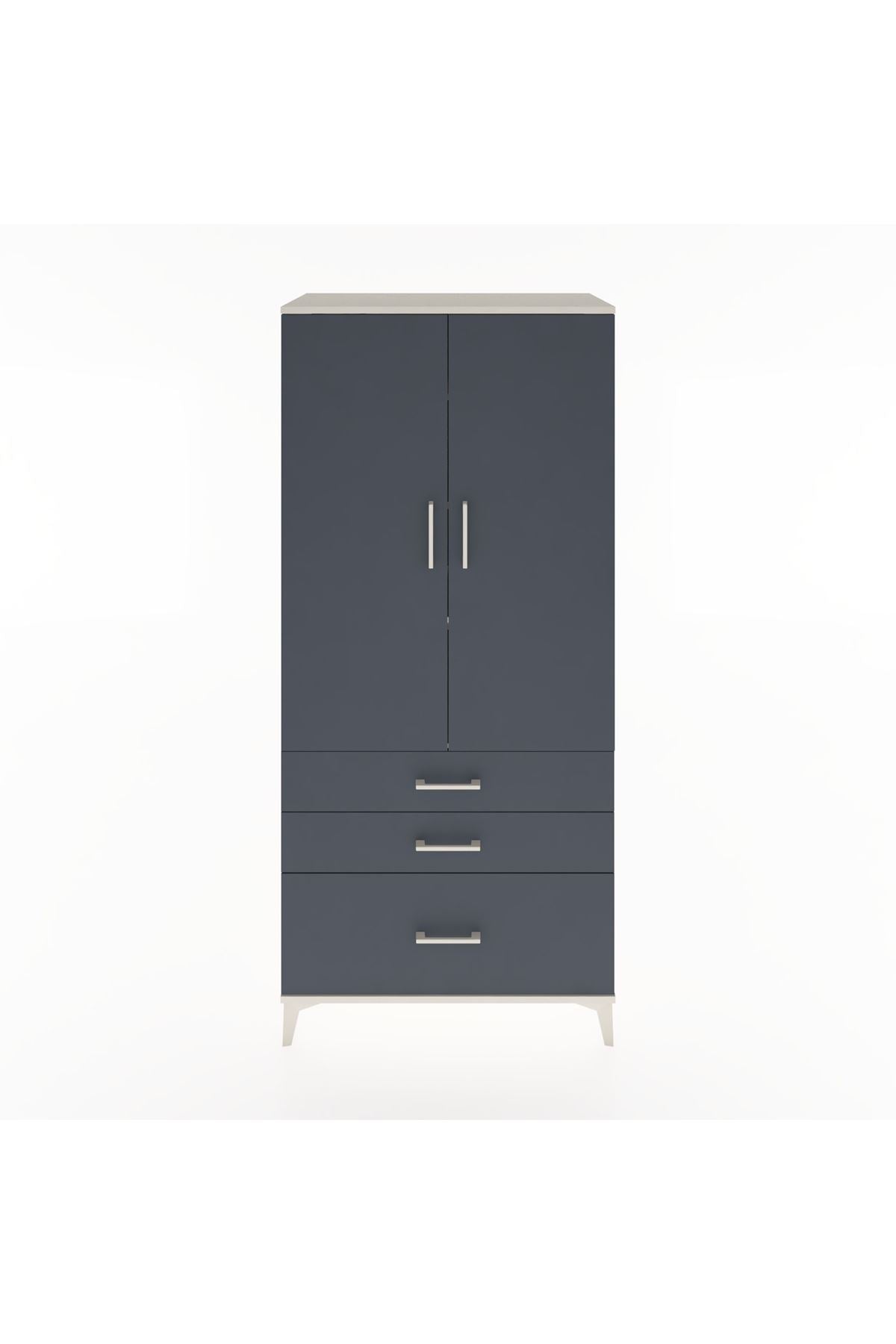 Hyperion Dolap 4 Raflı 3 Çekmeceli 2 Kapaklı 88x44x195 - S60M024V2B