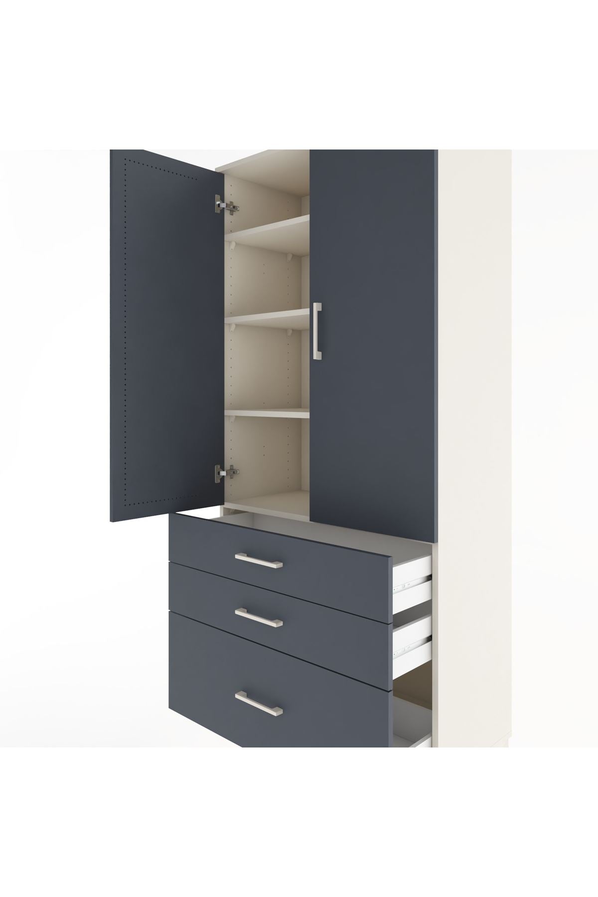 Hyperion Dolap 4 Raflı 3 Çekmeceli 2 Kapaklı 88x44x195 - S60M024V2B