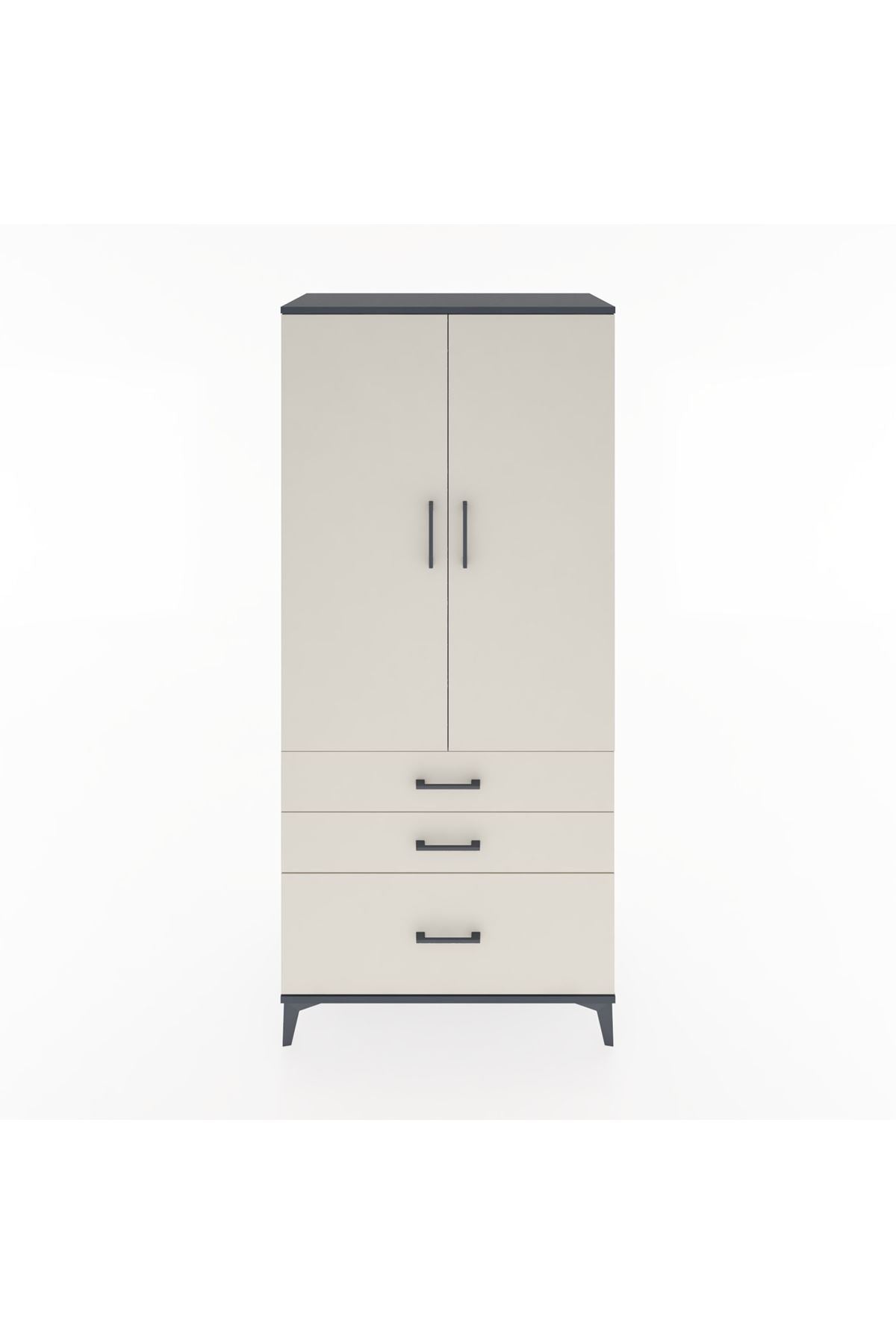 Hyperion Dolap 4 Raflı 3 Çekmeceli 2 Kapaklı 88x44x195 - S60M024V4B