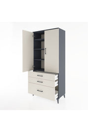 Hyperion Dolap 4 Raflı 3 Çekmeceli 2 Kapaklı 88x44x195 - S60M024V4B