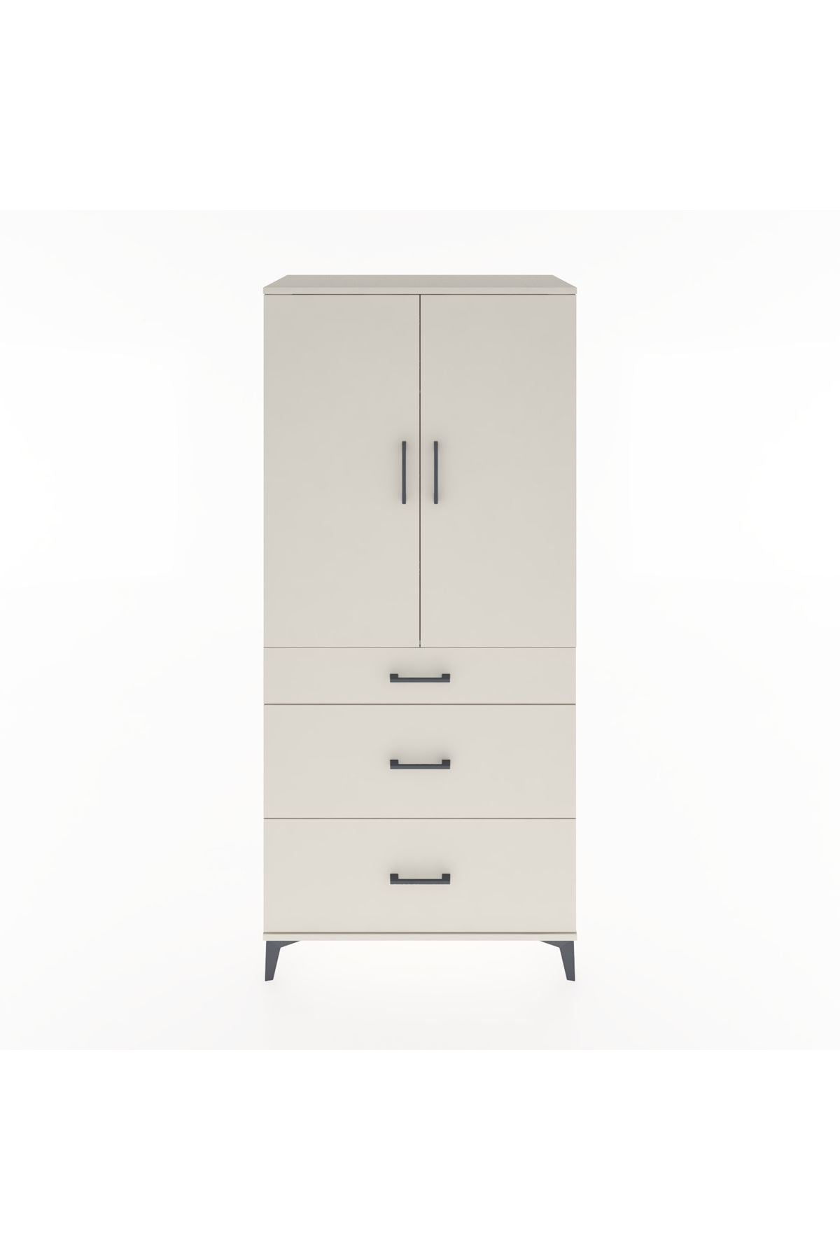Hyperion Dolap Tek Raflı 3 Çekmeceli Tek Askılı 88x44x195 - S60M025V1B