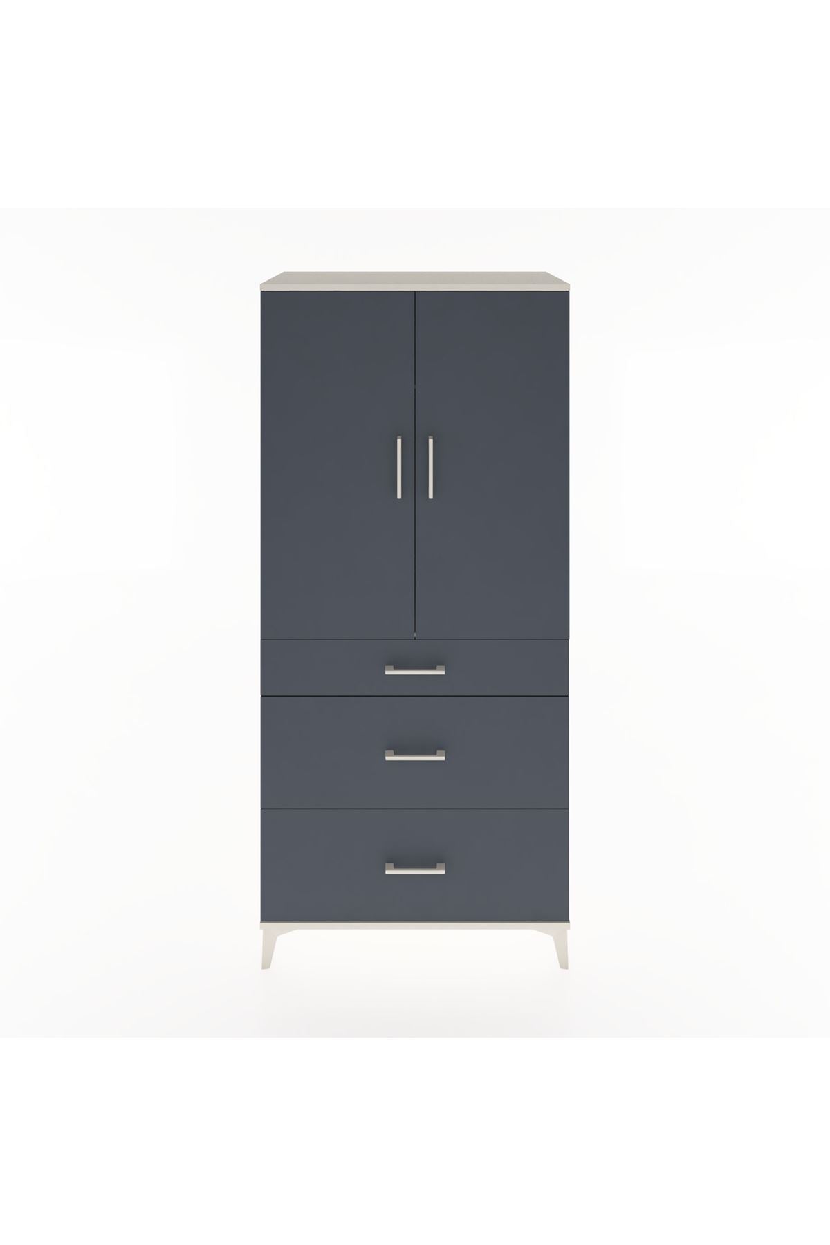Hyperion Dolap Tek Raflı 3 Çekmeceli Tek Askılı 88x44x195 - S60M025V2B