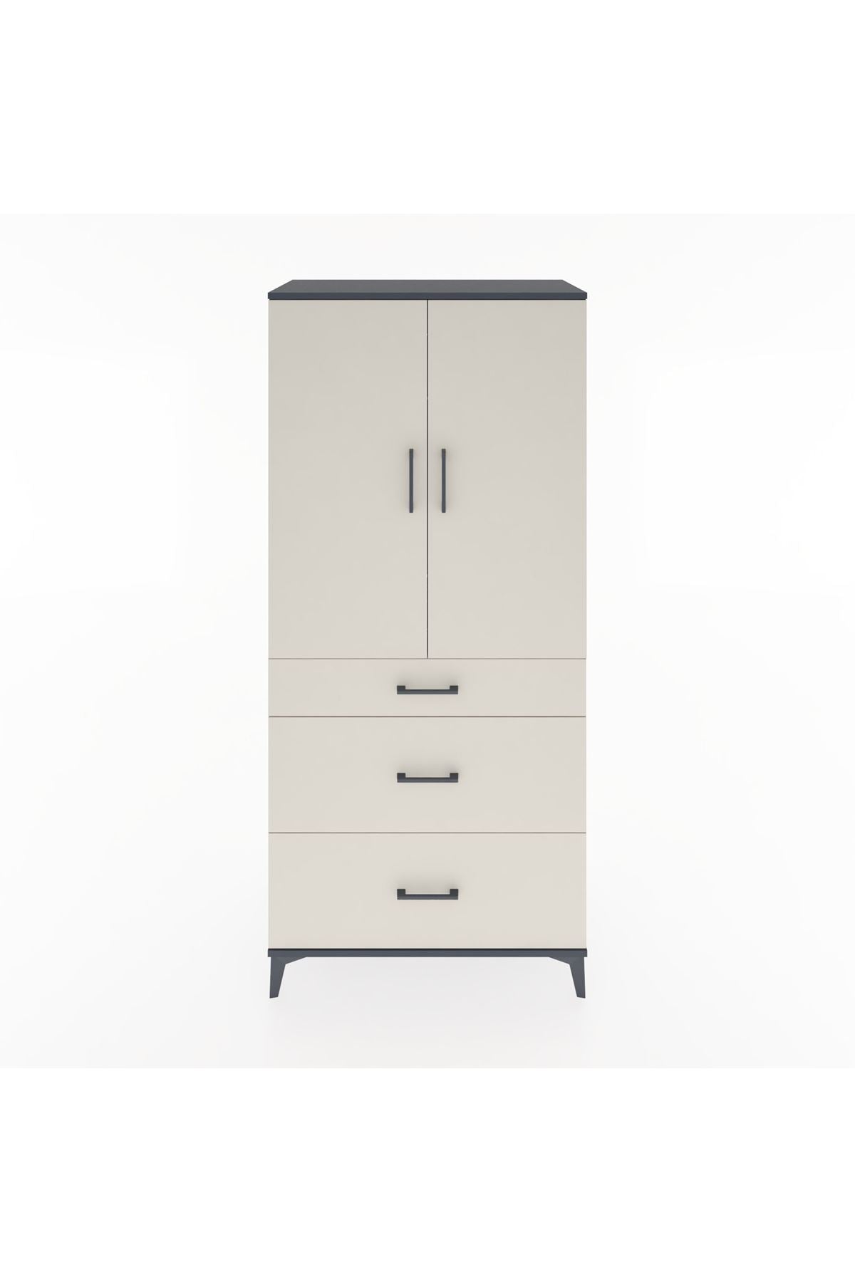 Hyperion Dolap Tek Raflı 3 Çekmeceli Tek Askılı 88x44x195 - S60M025V4B