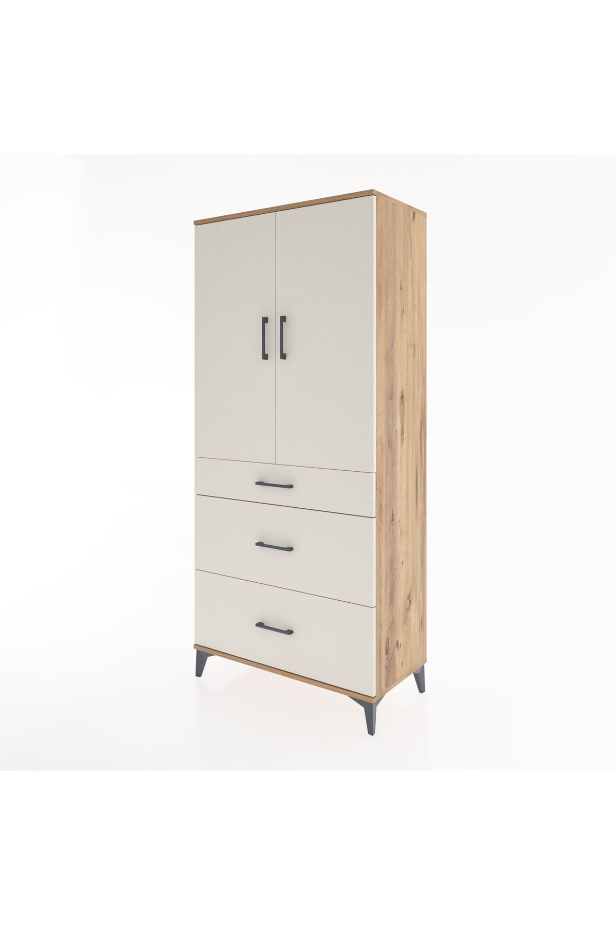Hyperion Dolap Tek Raflı 3 Çekmeceli Tek Askılı 88x44x195 - S60M025V7B