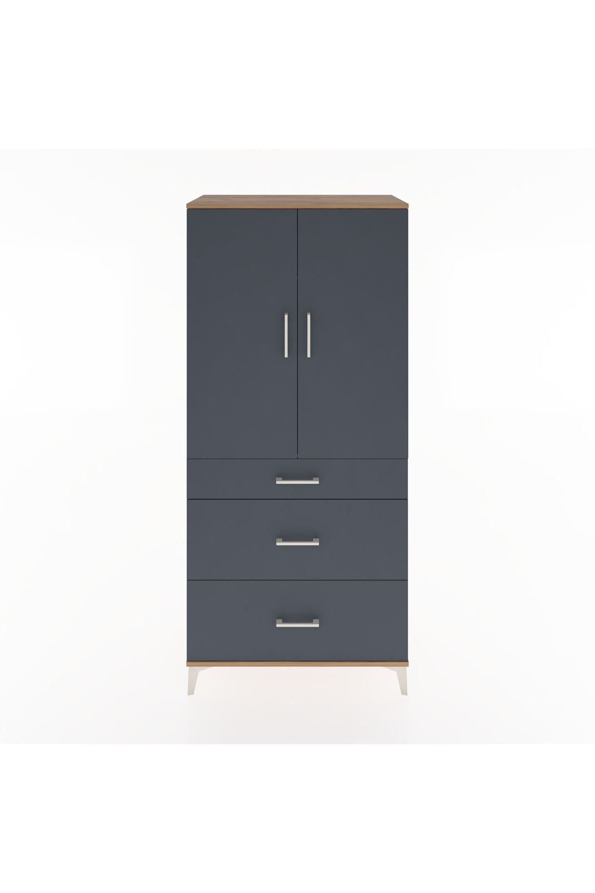 Hyperion Dolap Tek Raflı 3 Çekmeceli Tek Askılı 88x44x195 - S60M025V8B
