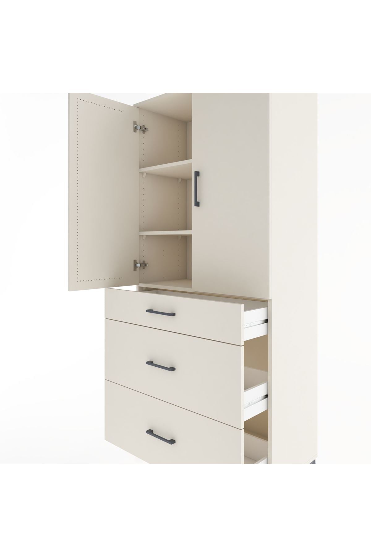 Hyperion Dolap 3 Raflı 3 Çekmeceli 2 Kapaklı 88x44x195 - S60M026V1B