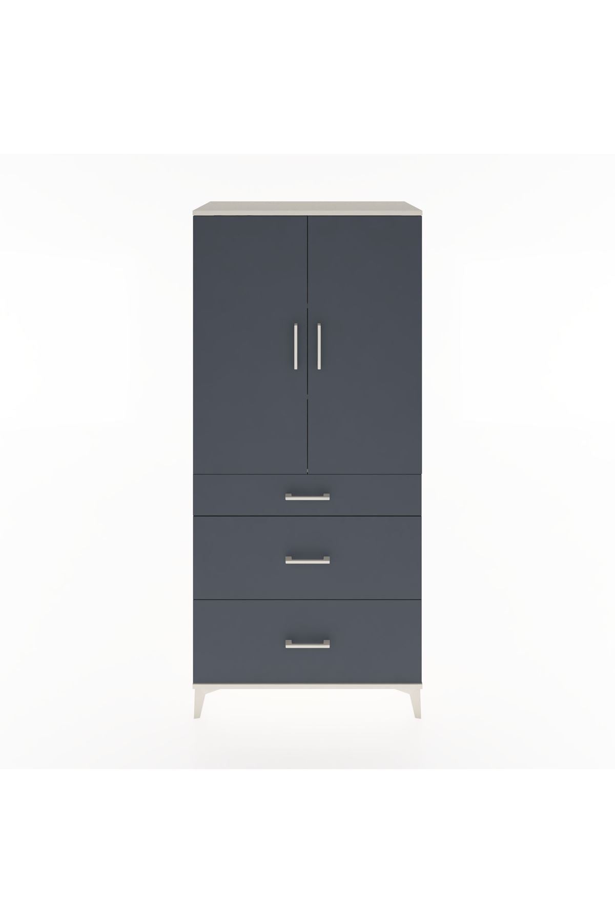 Hyperion Dolap 3 Raflı 3 Çekmeceli 2 Kapaklı 88x44x195 - S60M026V2B