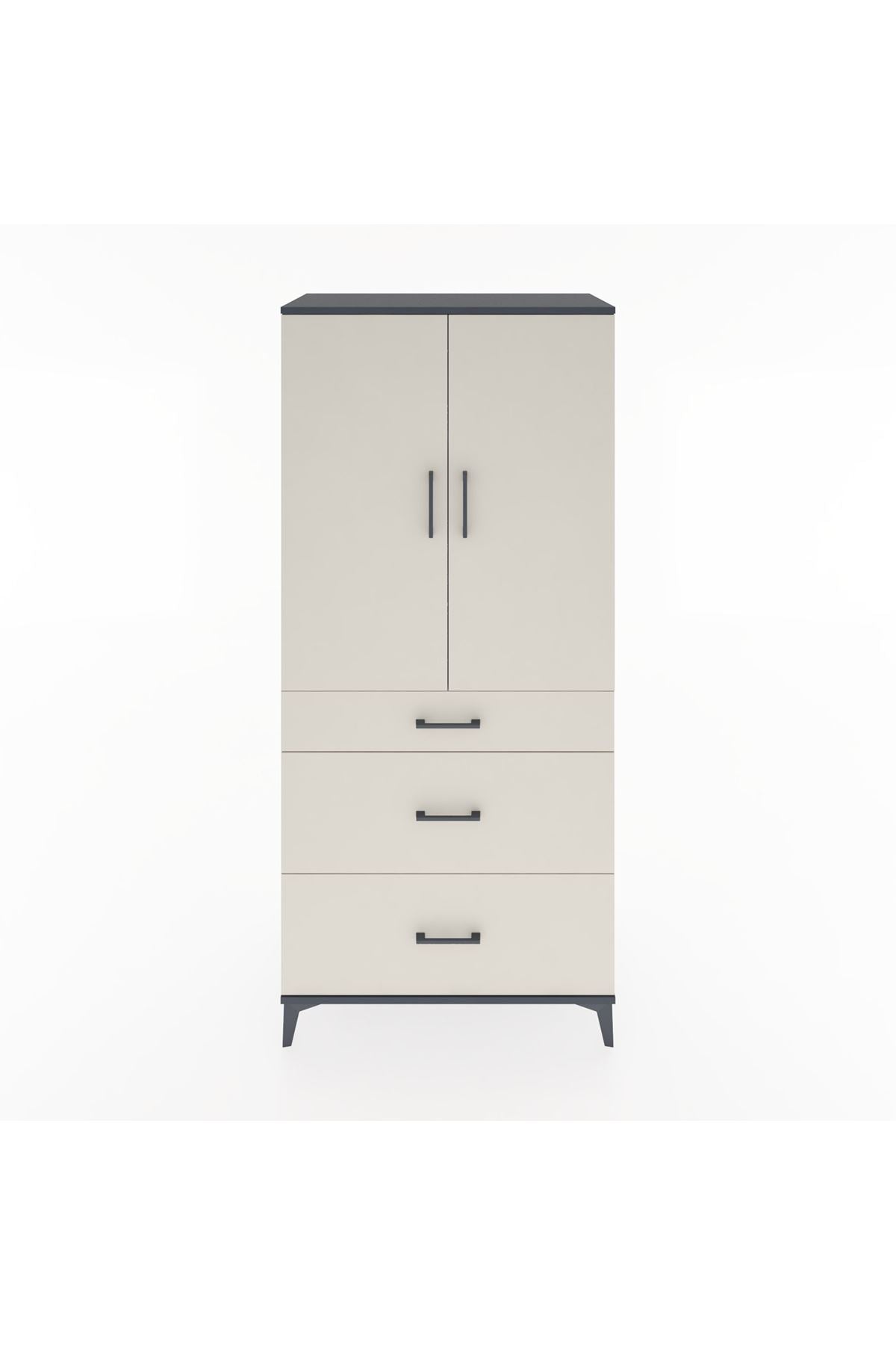 Hyperion Dolap 3 Raflı 3 Çekmeceli 2 Kapaklı 88x44x195 - S60M026V4B