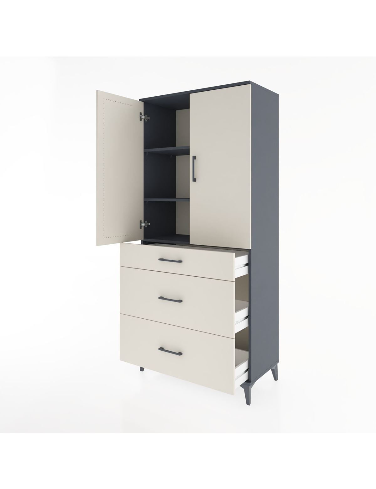 Hyperion Dolap 3 Raflı 3 Çekmeceli 2 Kapaklı 88x44x195 - S60M026V4B
