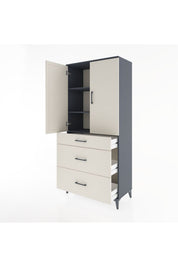 Hyperion Dolap 3 Raflı 3 Çekmeceli 2 Kapaklı 88x44x195 - S60M026V4B