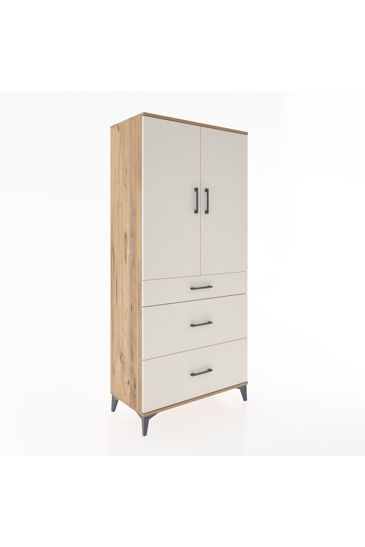 Hyperion Dolap 3 Raflı 3 Çekmeceli 2 Kapaklı 88x44x195 - S60M026V7B
