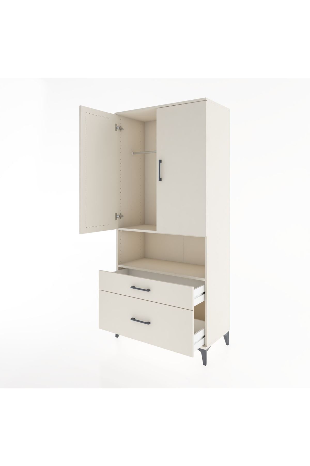 Hyperion Dolap 2 Raflı 2 Çekmeceli Tek Askılı 88x44x195 - S60M027V1B