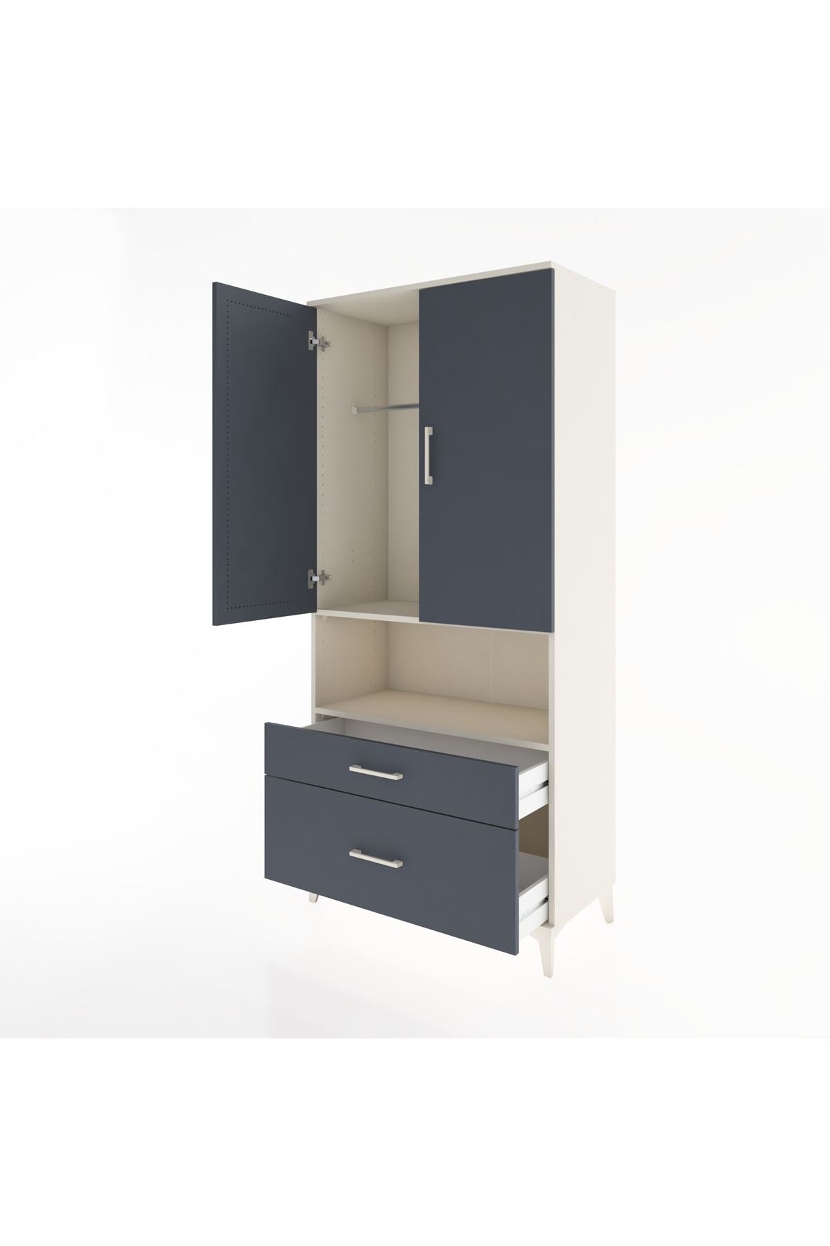Hyperion Dolap 2 Raflı 2 Çekmeceli Tek Askılı 88x44x195 - S60M027V2B